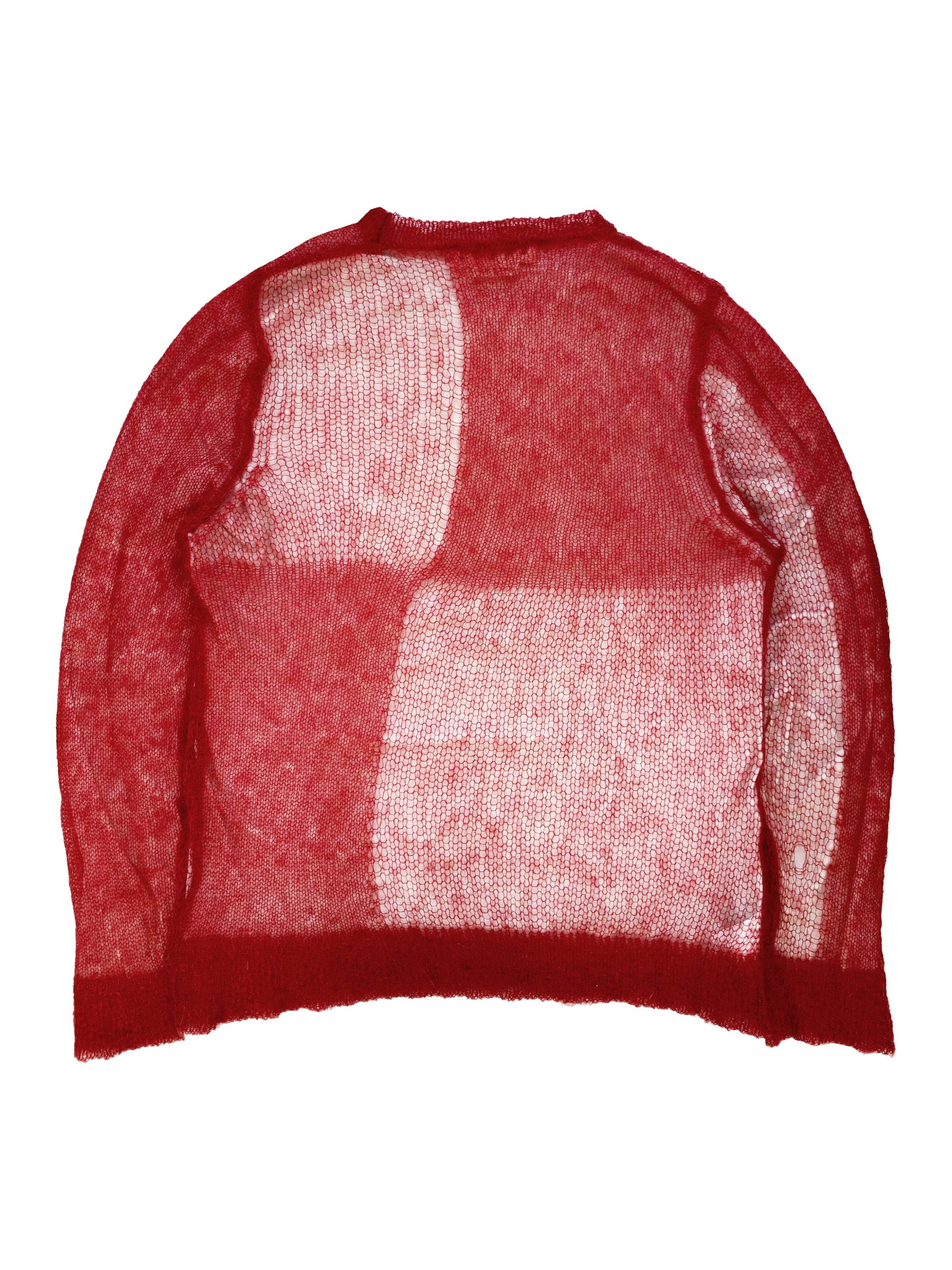 Marni Split Pattern Loose Gauge Blood Red Mohair Knit Sweater