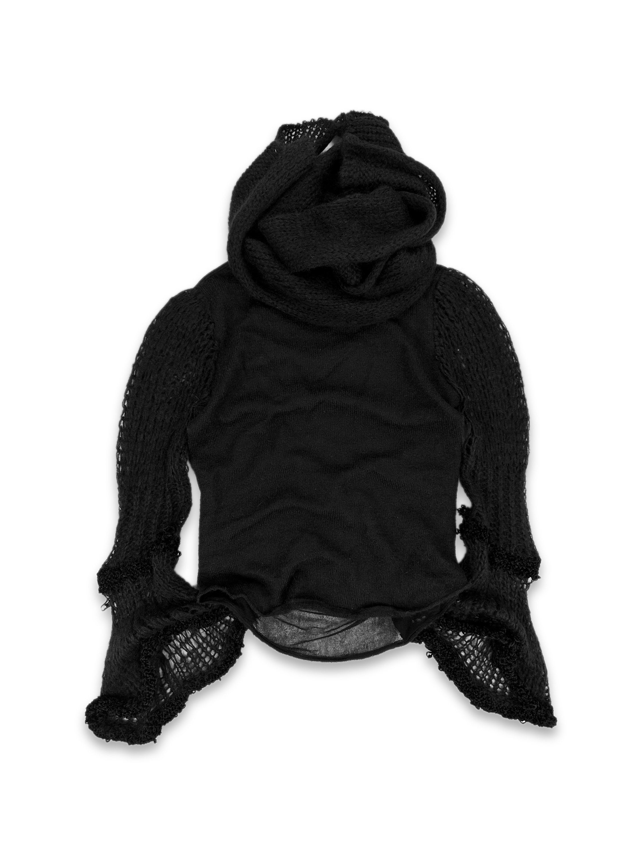 90s Jean Paul Gaultier ‘Skeleton’ Loose Gauge Head Wrap Flared Sweater