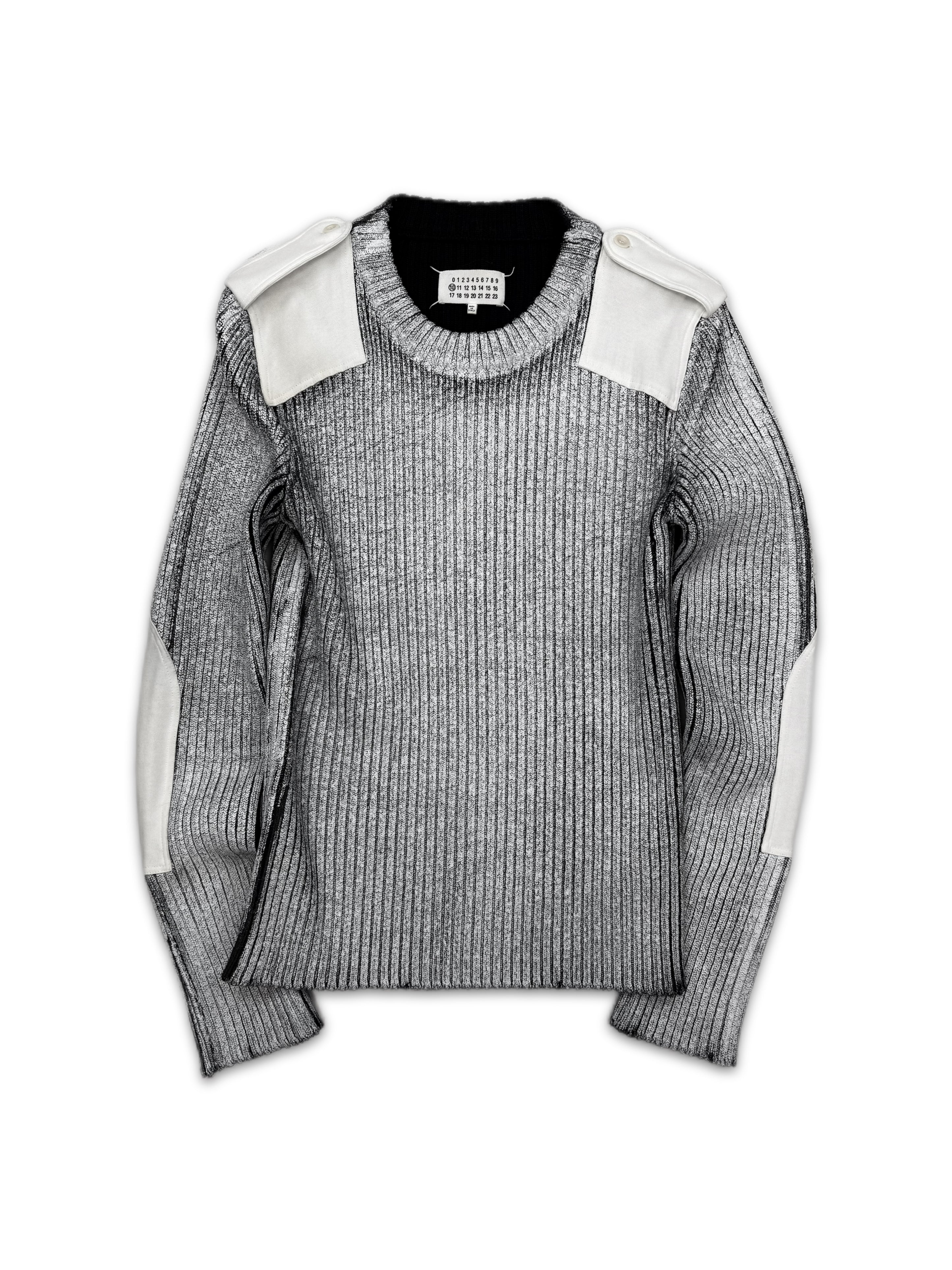 AW18 Maison Margiela Hand Painted Ribbed Knit Patchwork Sweater
