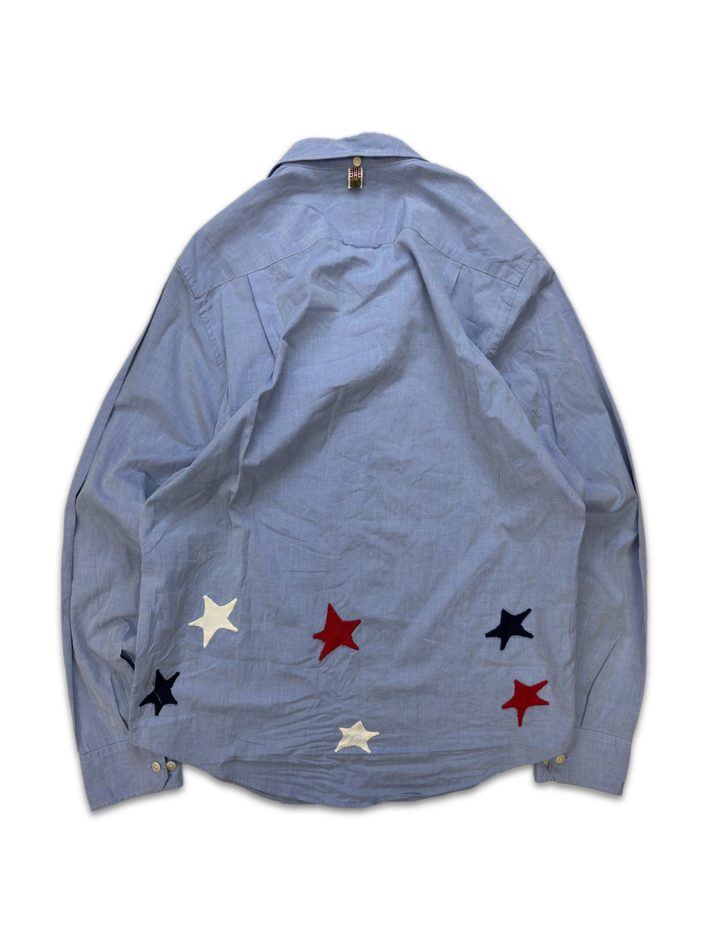 00s Visvim ‘Star’ Motif Emboridered Light Blue Long Sleeve Shirt