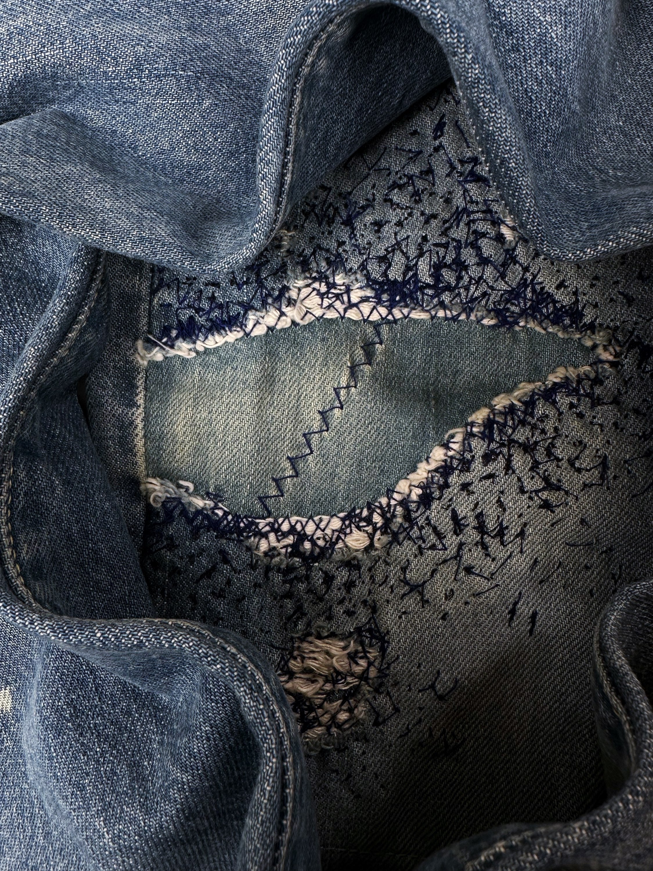 Kapital ‘Monkey Cisco’ Blue Washed Embroidered Denim