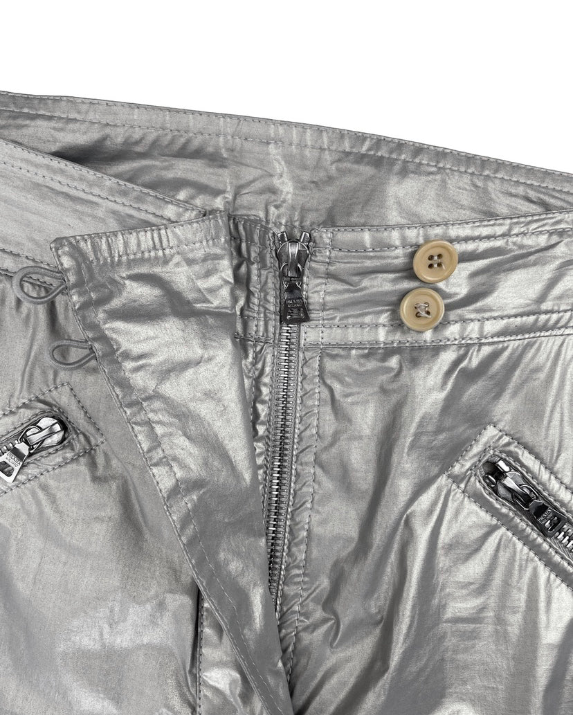 FW99 Prada Astro Cargo Aviator Belted Bondage Silver Pants