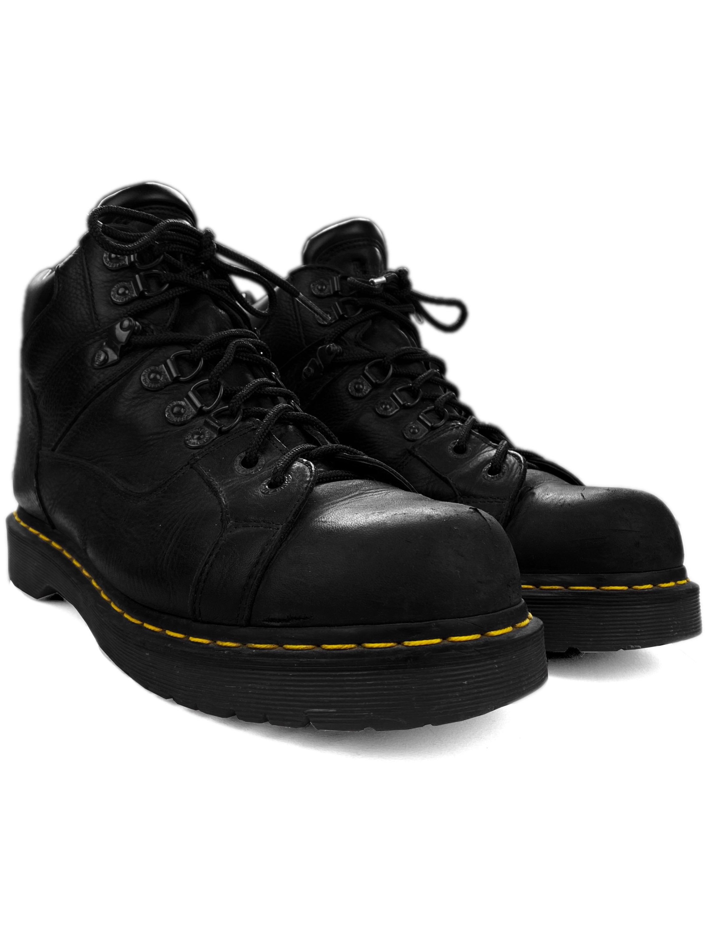Dr.Martens Leather Yellow Stitch Embossed Combat Boots