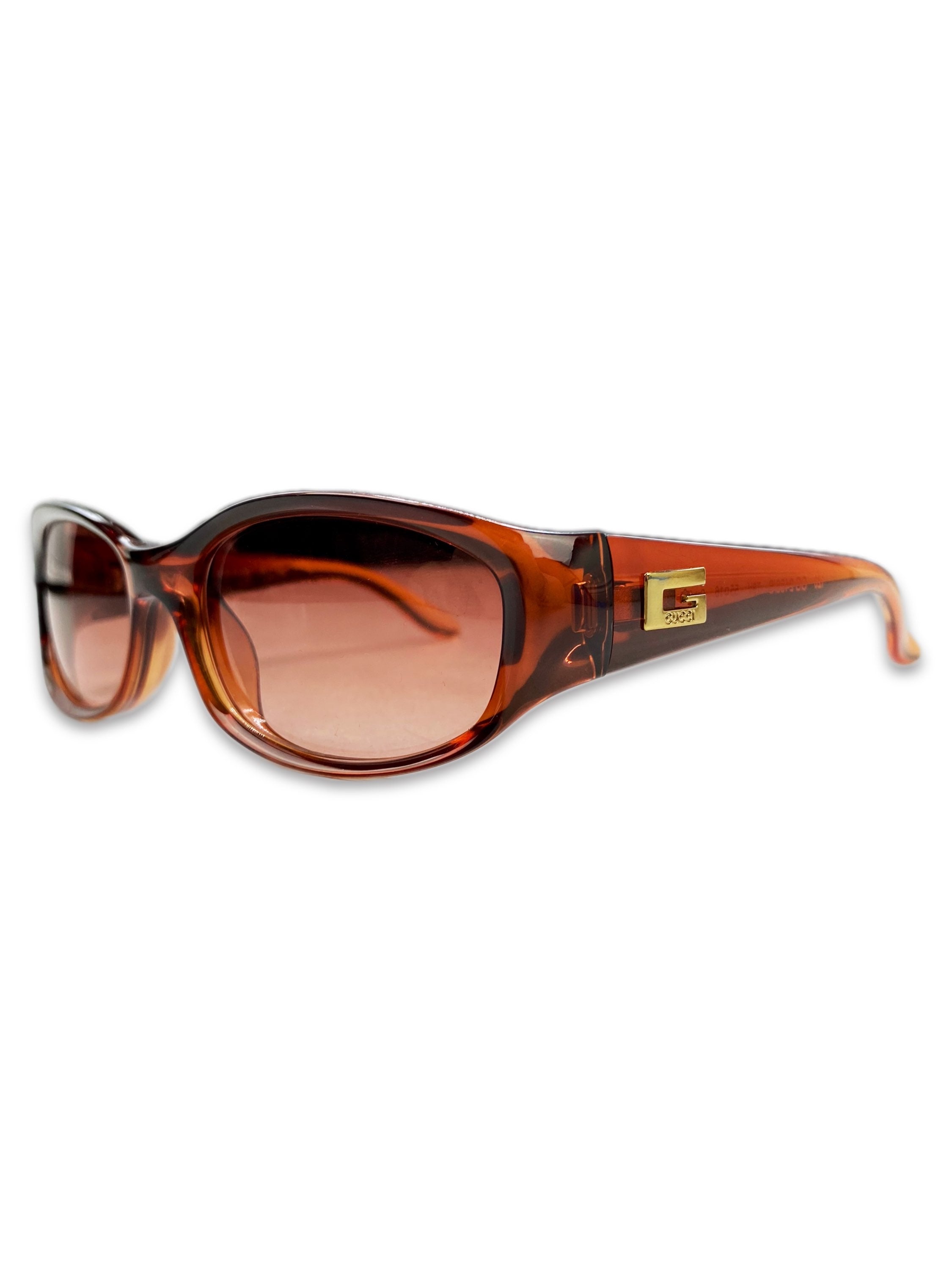 Gucci ‘G’ Oval Frane Rounded Gold Metallic Logo Sunglasses