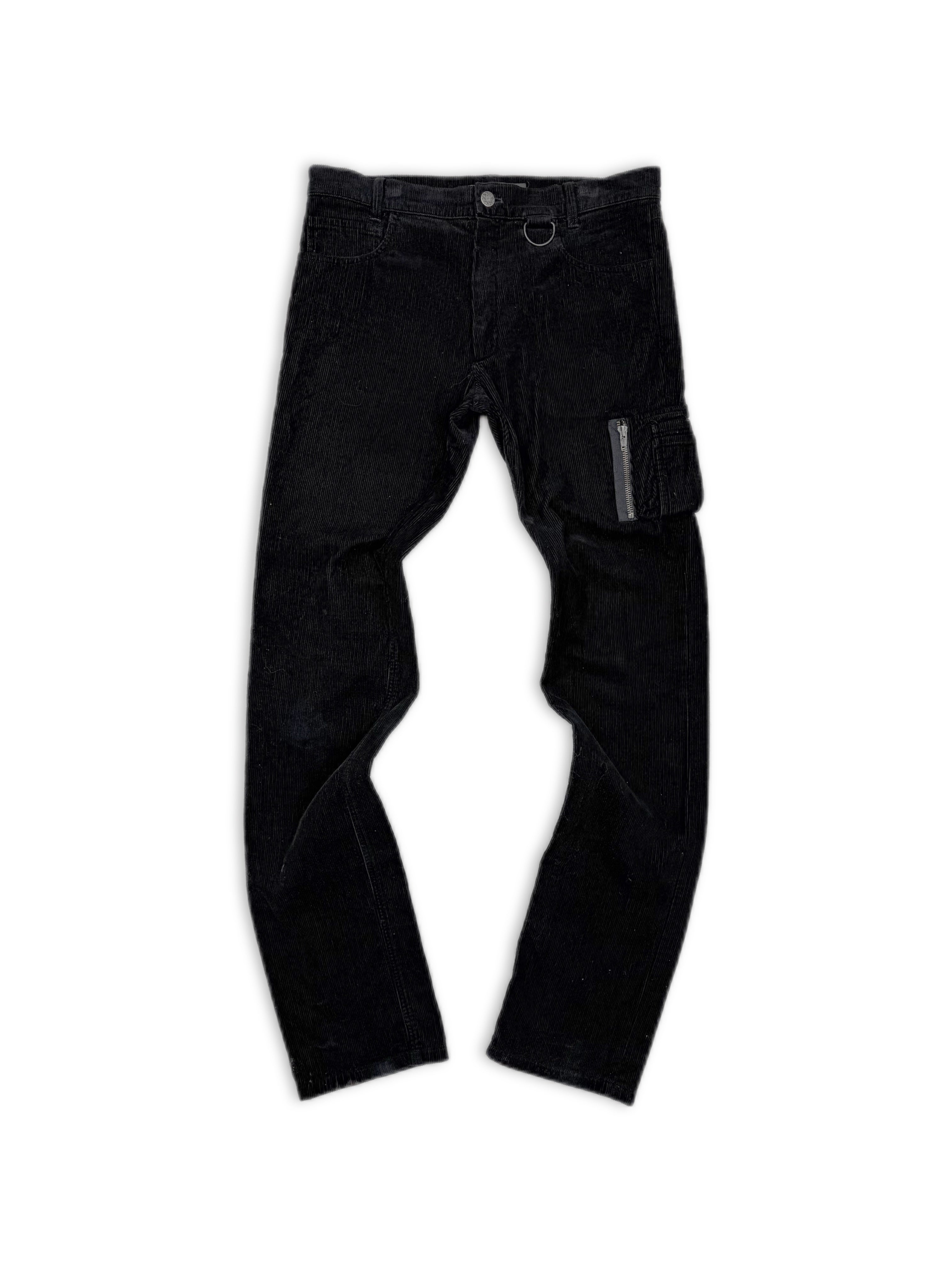 AW04 Raf Simons ‘Waves’ D-Ring Black Corduroy M-A1 Pants