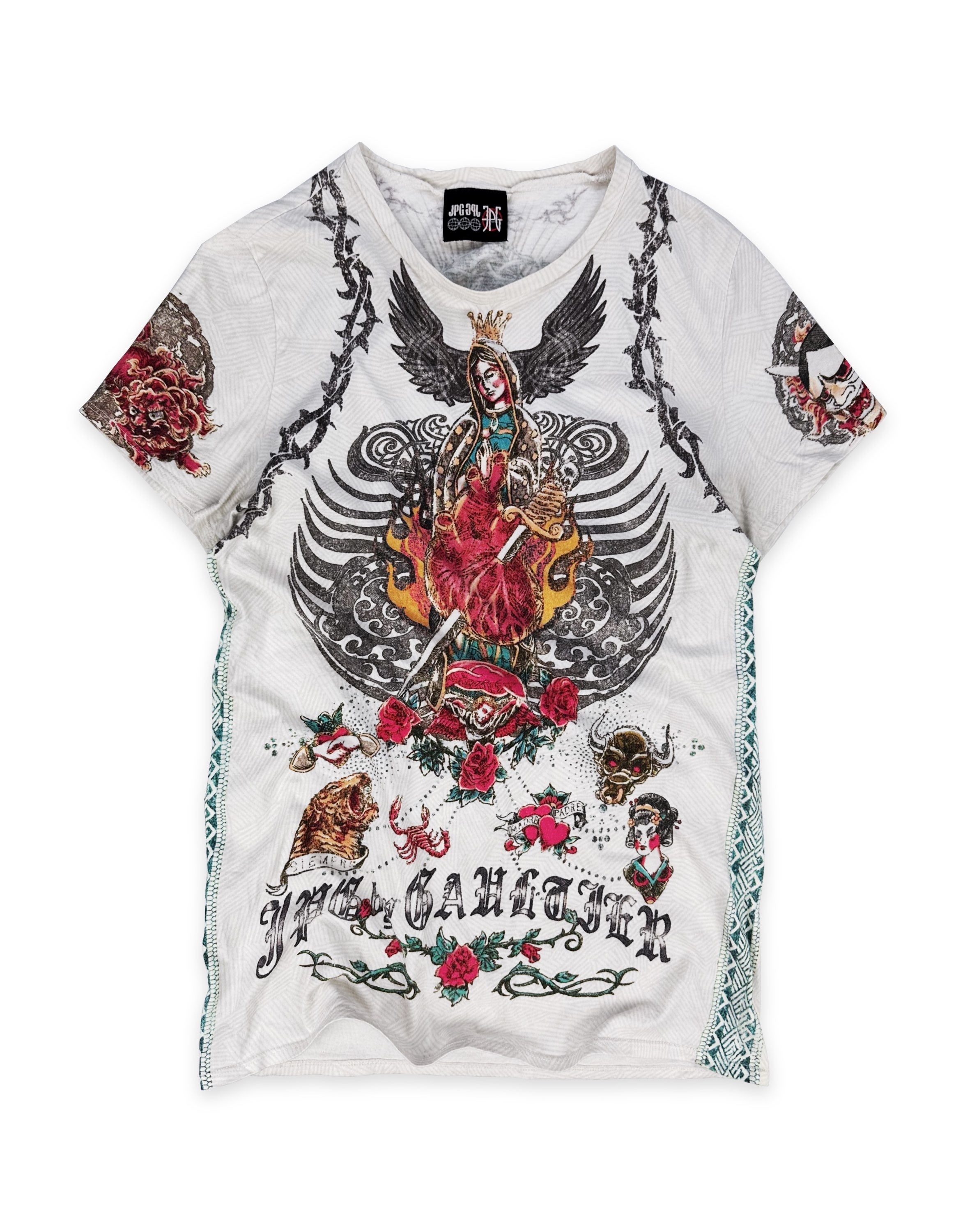SS04 Jean Paul Gaultier ‘Jesus &amp; The Virgen Guadalupe’ Mesh T-Shirt