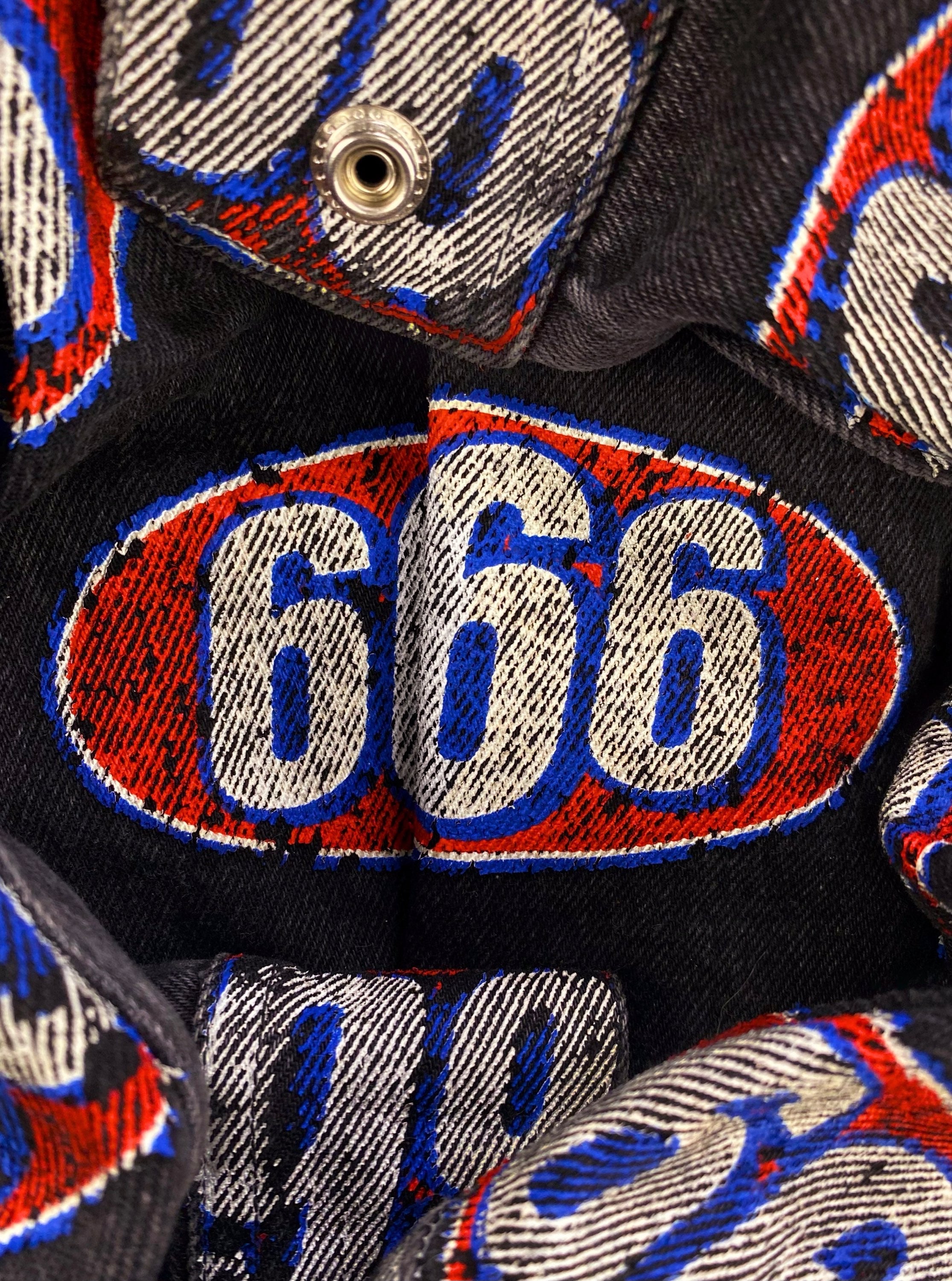 SS17 Supreme ‘666’ Washed Full Print Denim Trucker Jacket