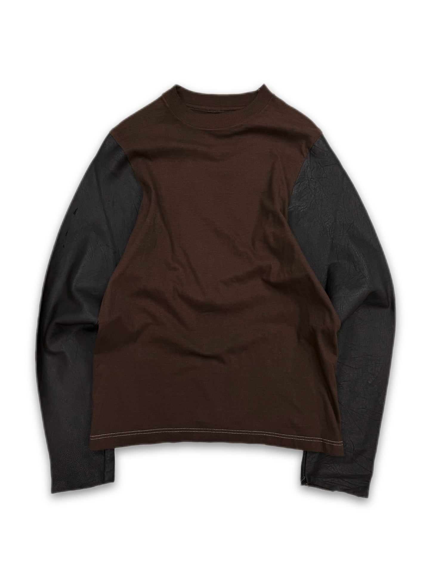 AW04 Maison Margiela Artisanal ‘0’ Leather Long Sleeve Brown Shirt