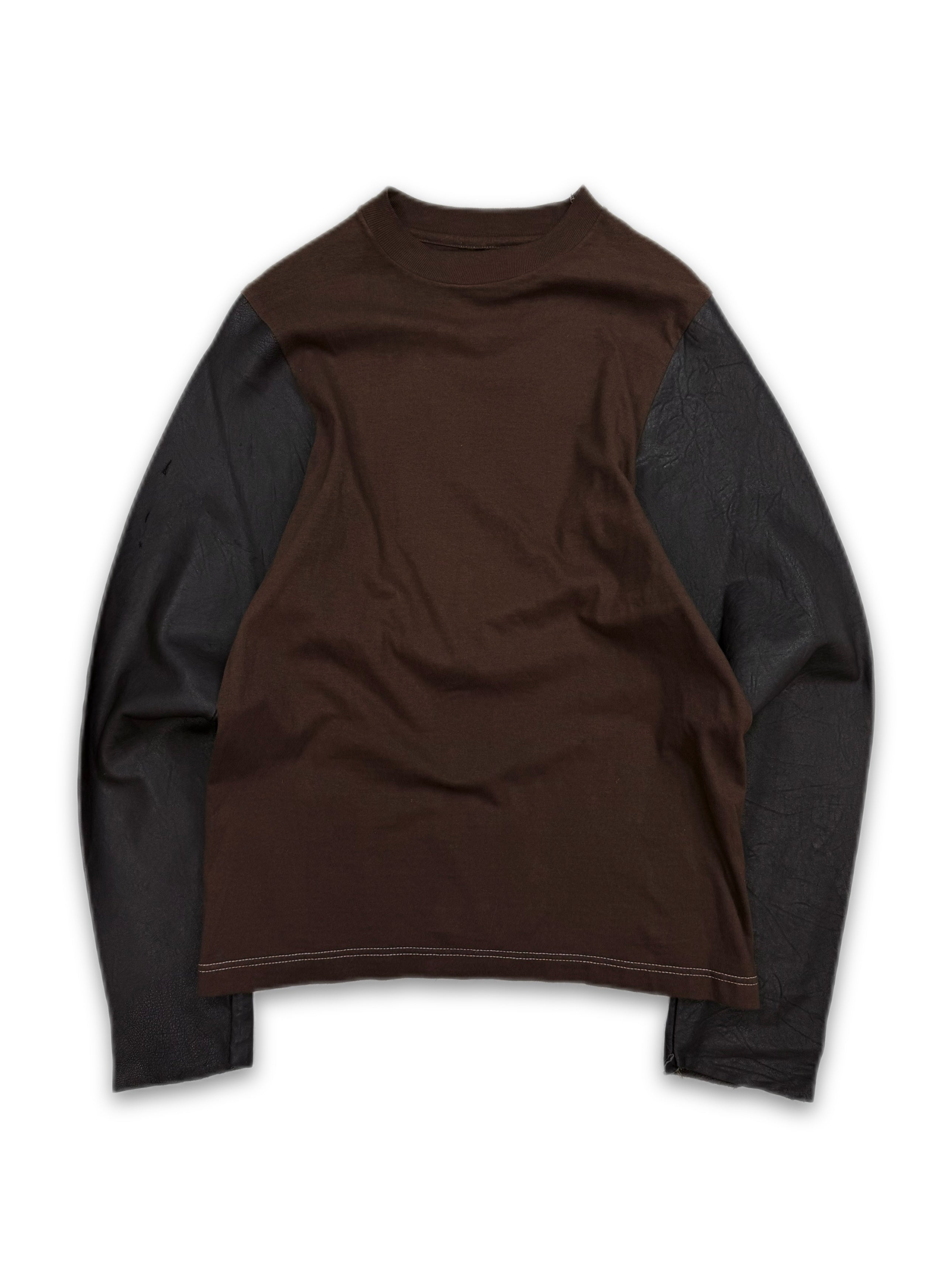 AW04 Maison Margiela Artisanal ‘0’ Leather Long Sleeve Brown Shirt