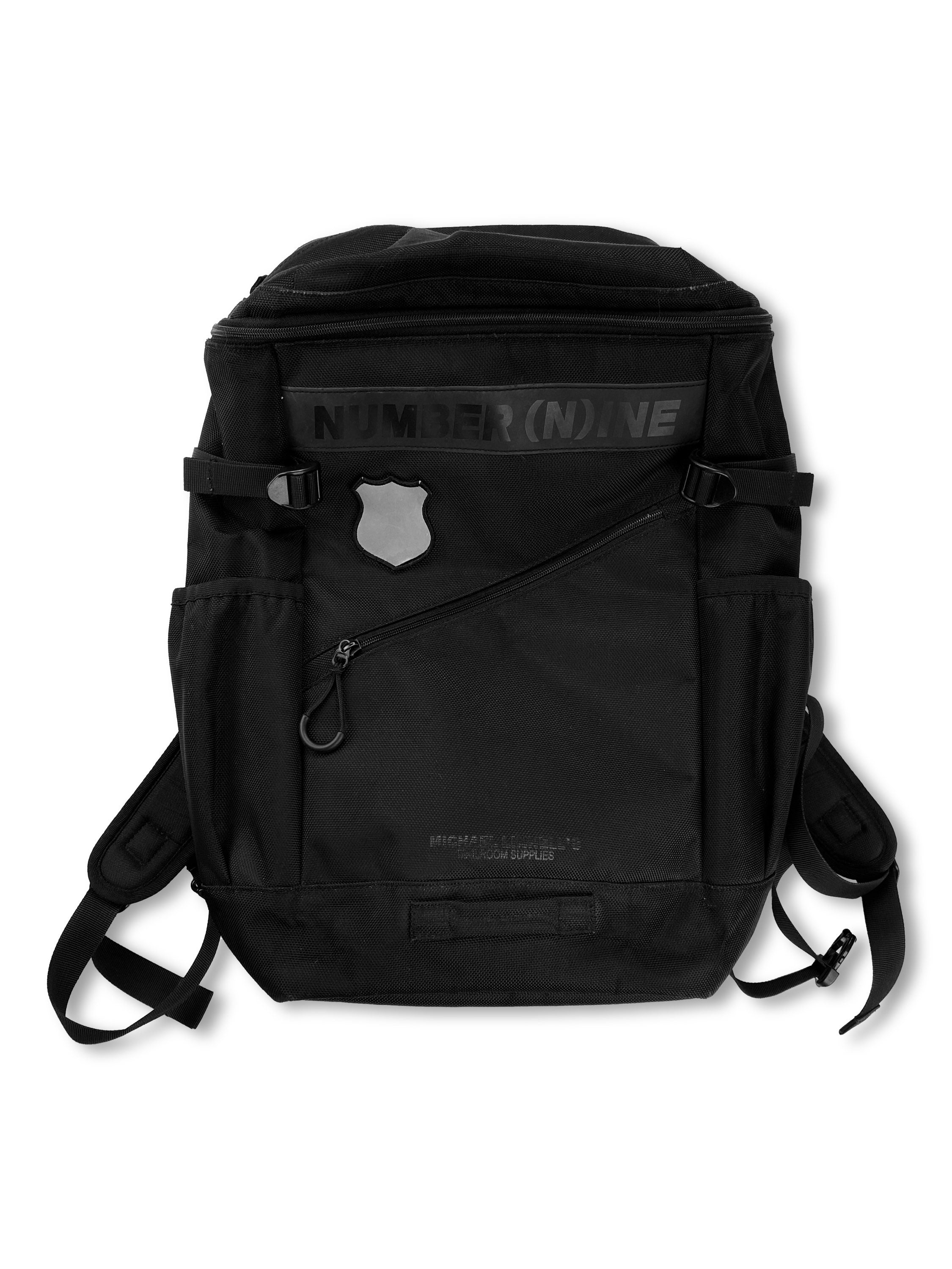Number (N)ine ‘Police’ Top Loading Black Nylon Logo Backpack
