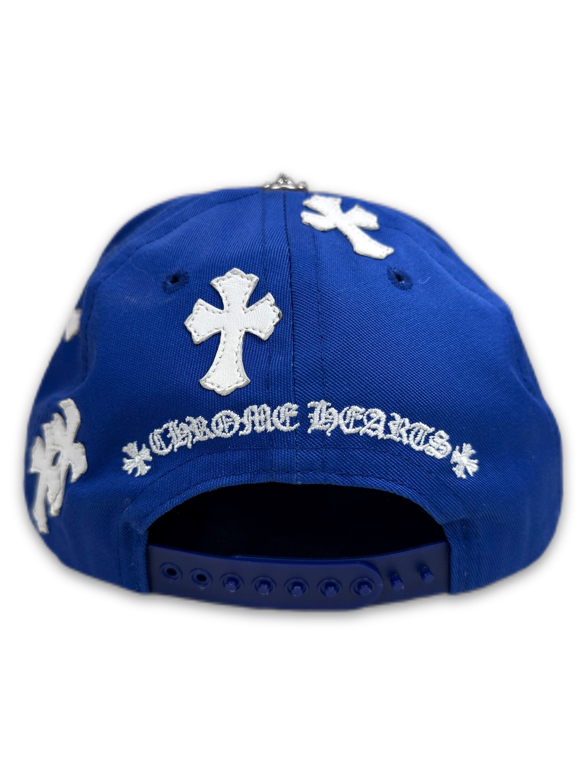 Chrome Hearts Cross Patch Royal Blue Embroidered Trucker Hat