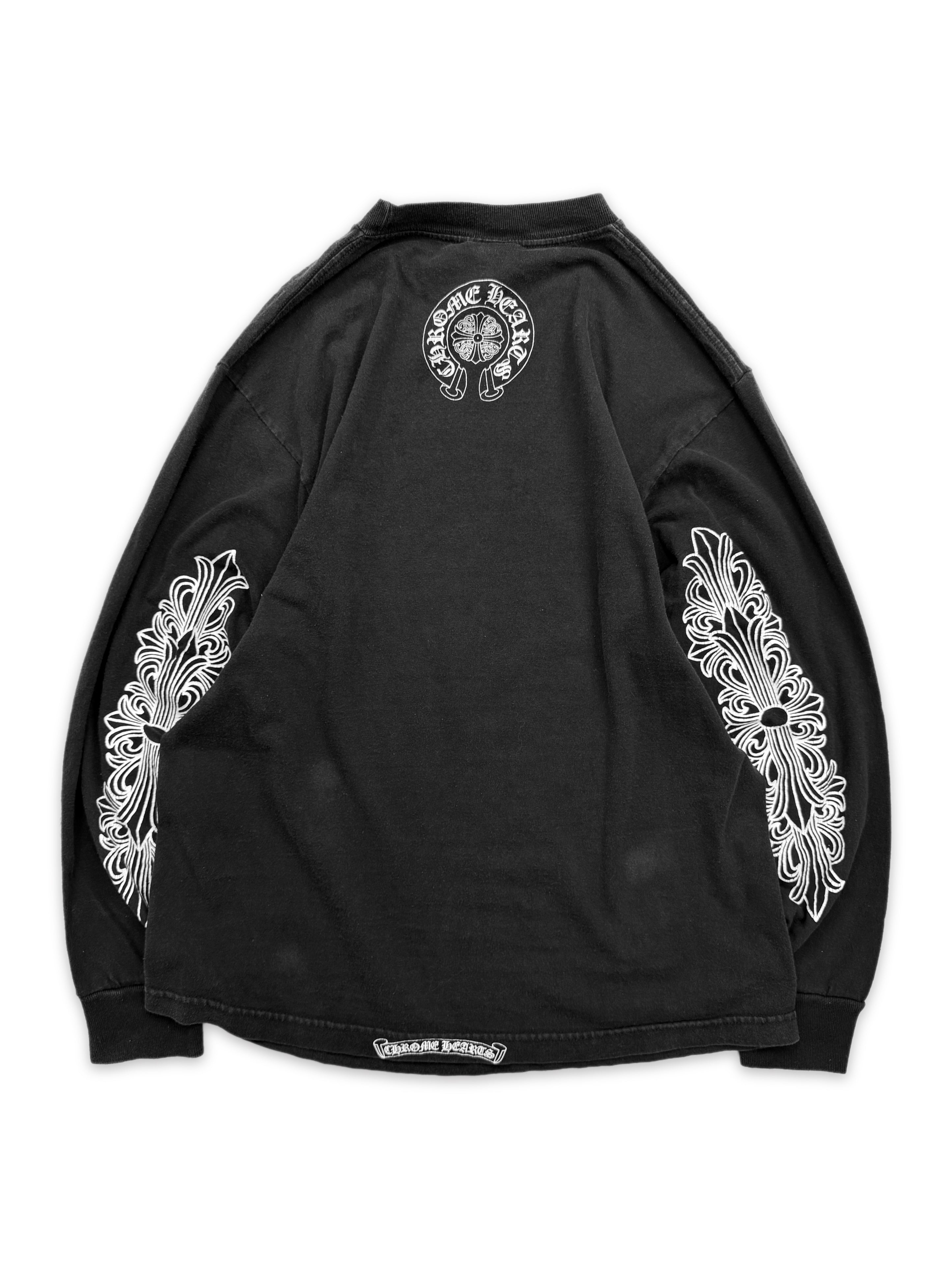 Chrome Hearts Fleur Sleeve Horseshoe Logo Long Sleeve Shirt