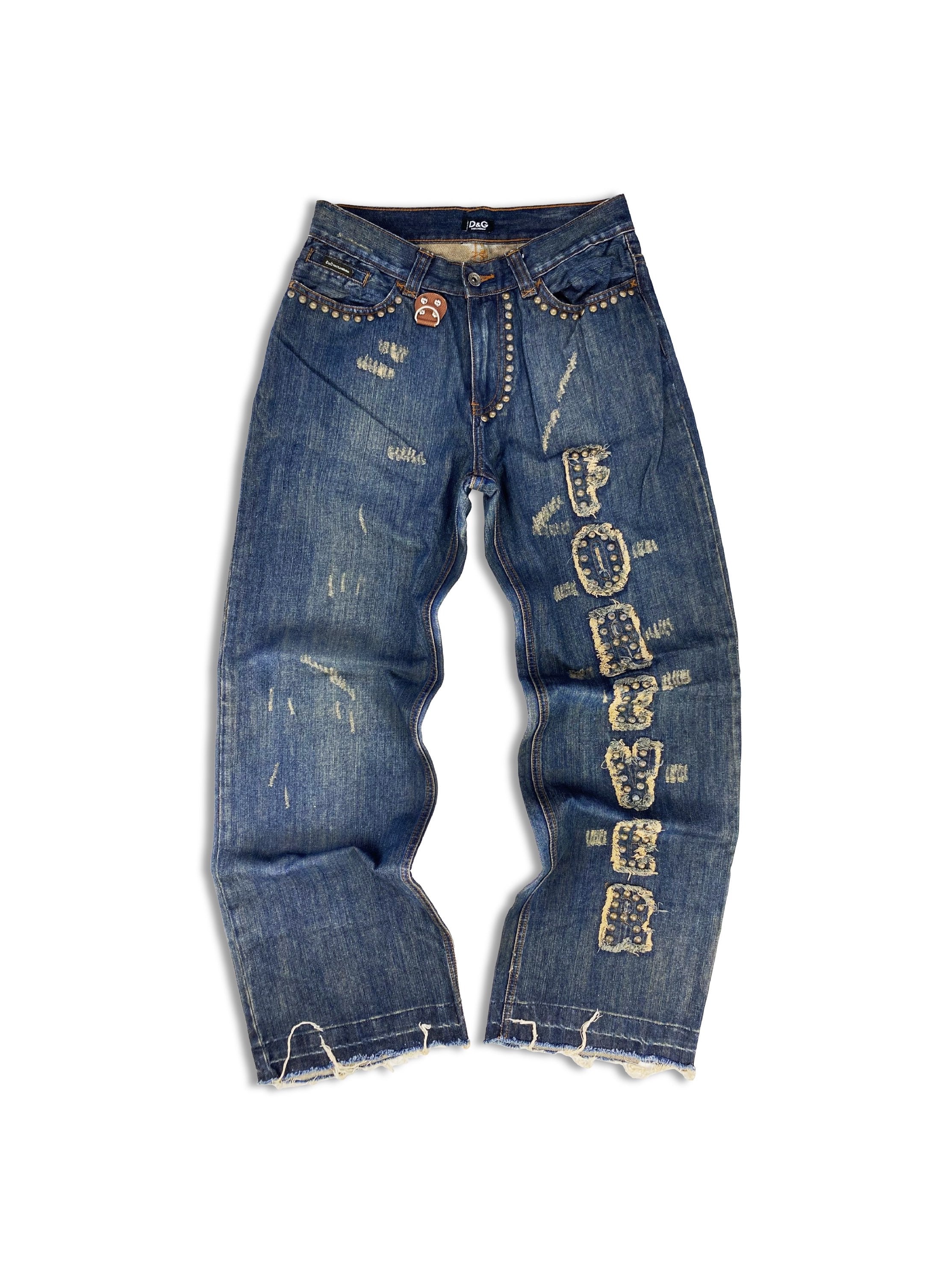 FW04 Dolce & Gabbana ‘Forever’ Studded Spell Out Denim