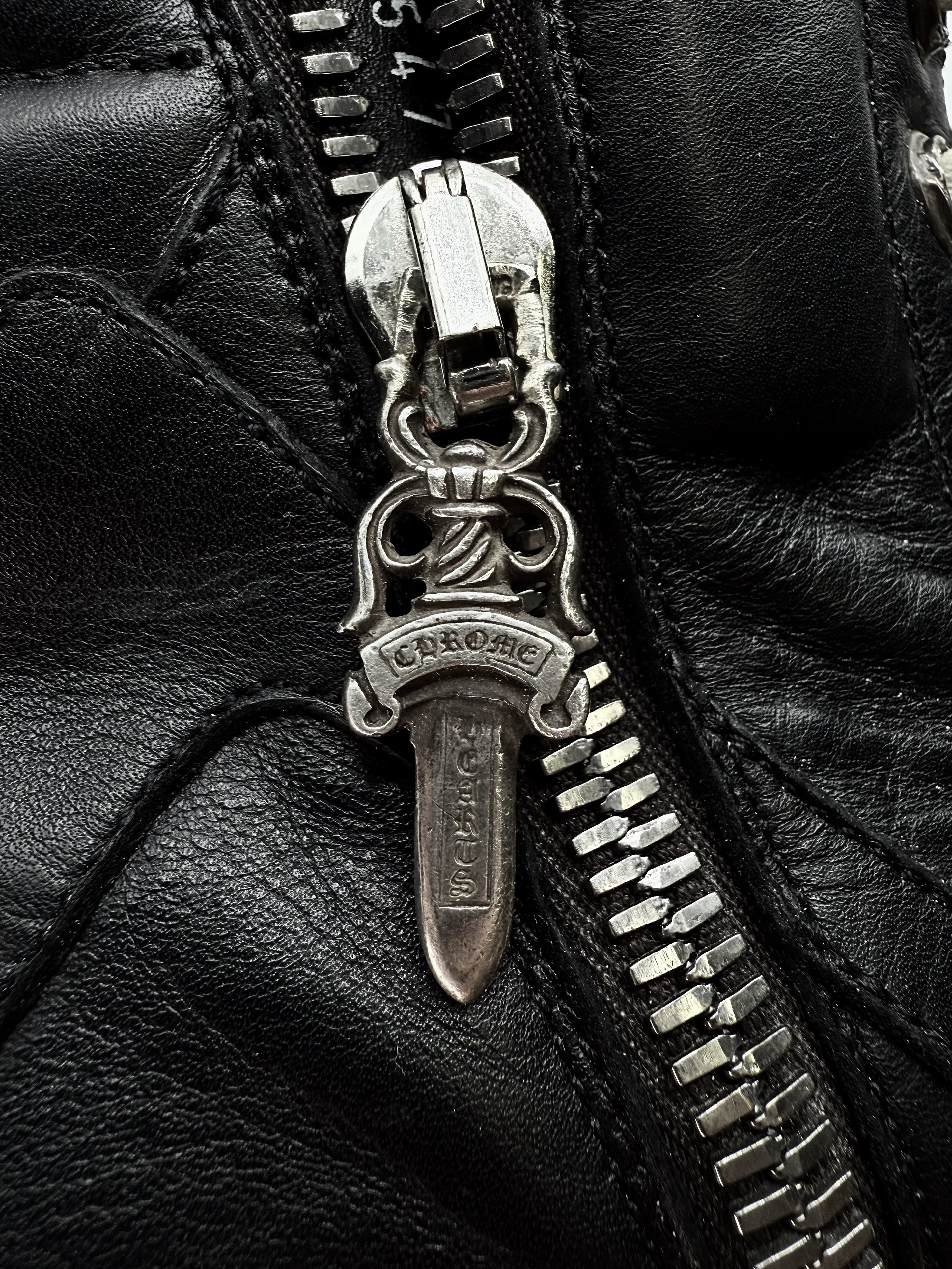 Chrome Hearts x Rick Owens Cross Dagger Hi-top Leather Geobasket Sneakers