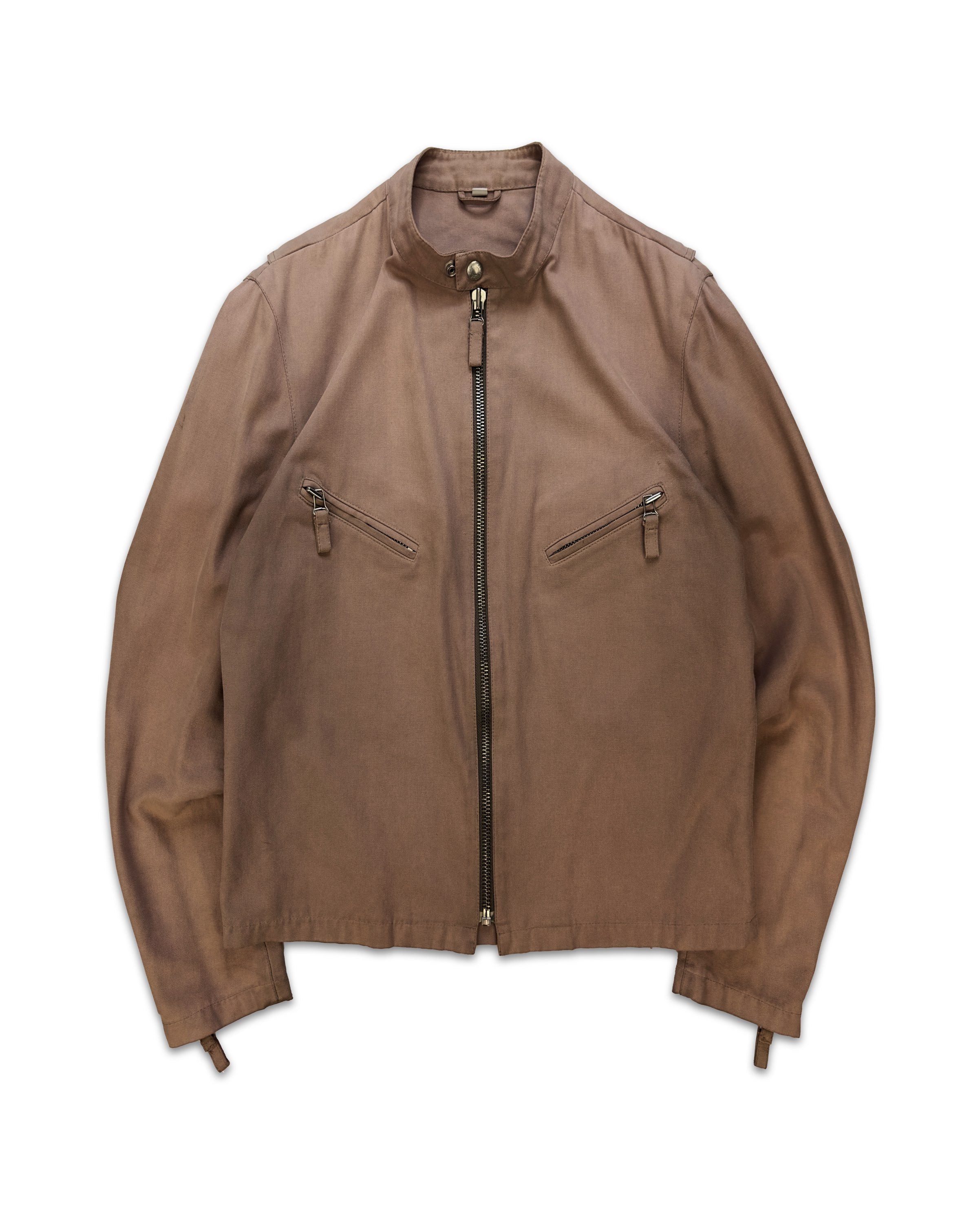 SS04 Helmut Lang ‘Cafe Racer’ Tan Diagonal Zip Jacket