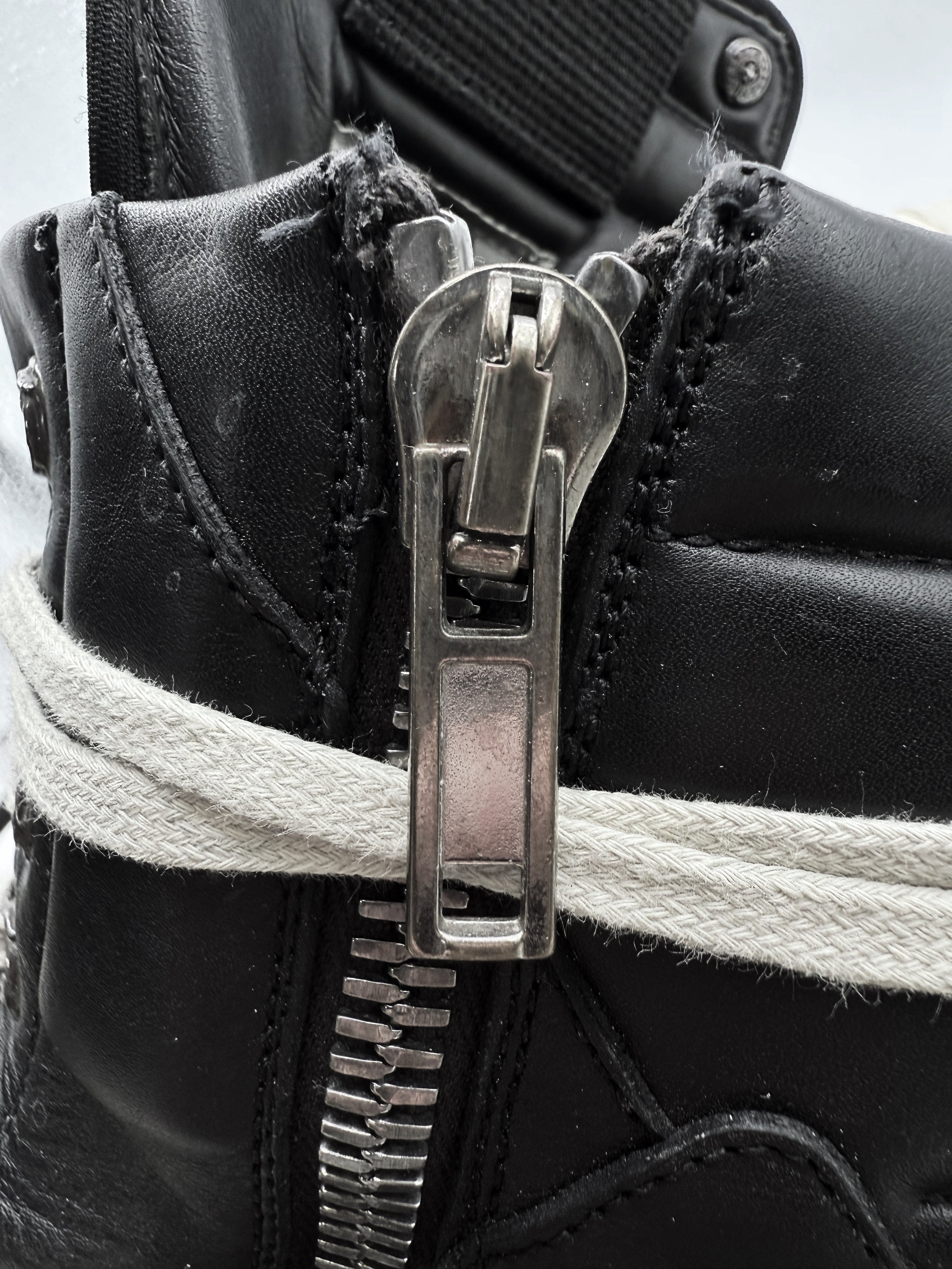 Chrome Hearts x Rick Owens Cross Dagger Hi-top Leather Geobasket Sneakers