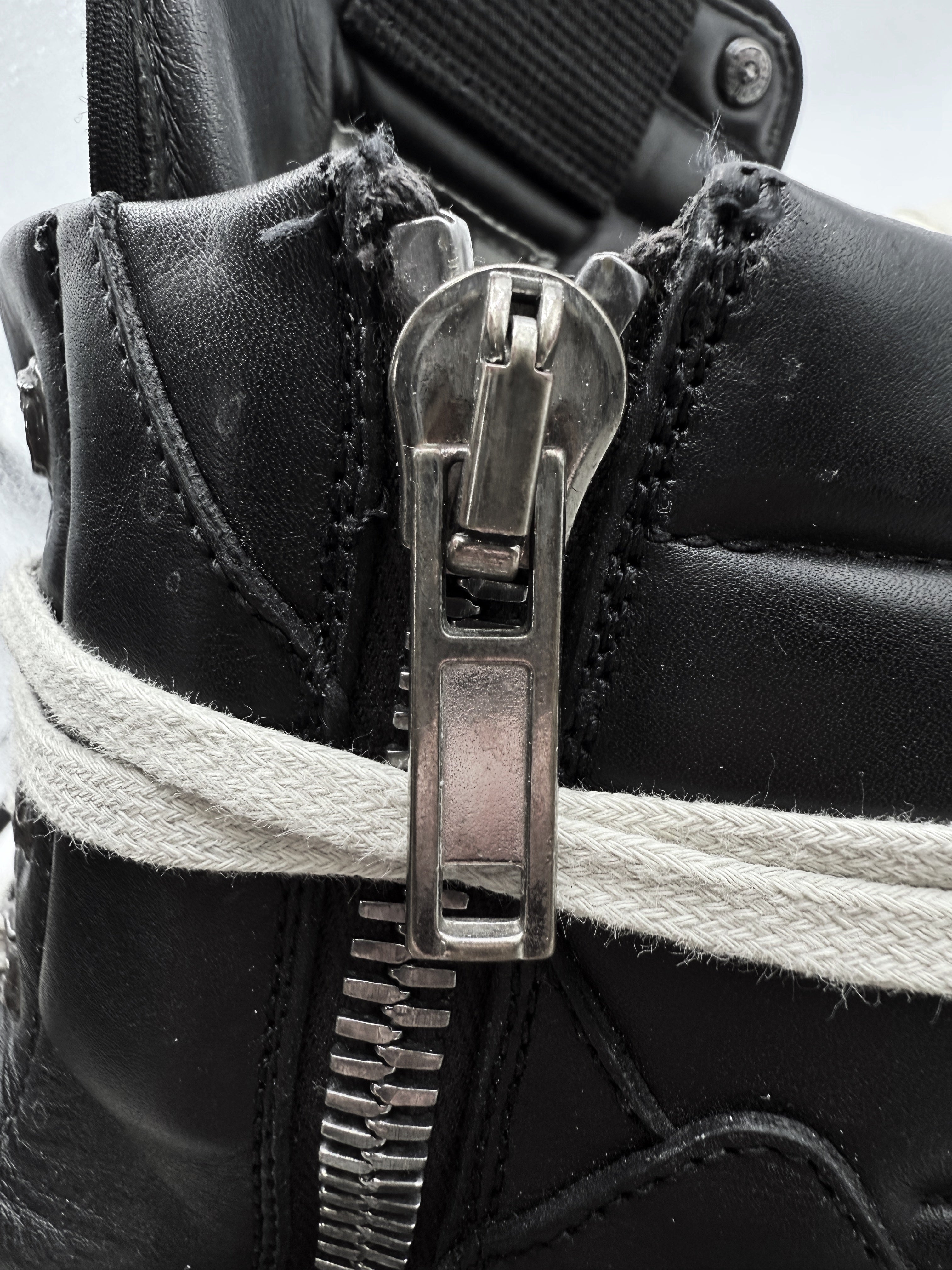 Chrome Hearts x Rick Owens Cross Dagger Hi-top Leather Geobasket Sneakers
