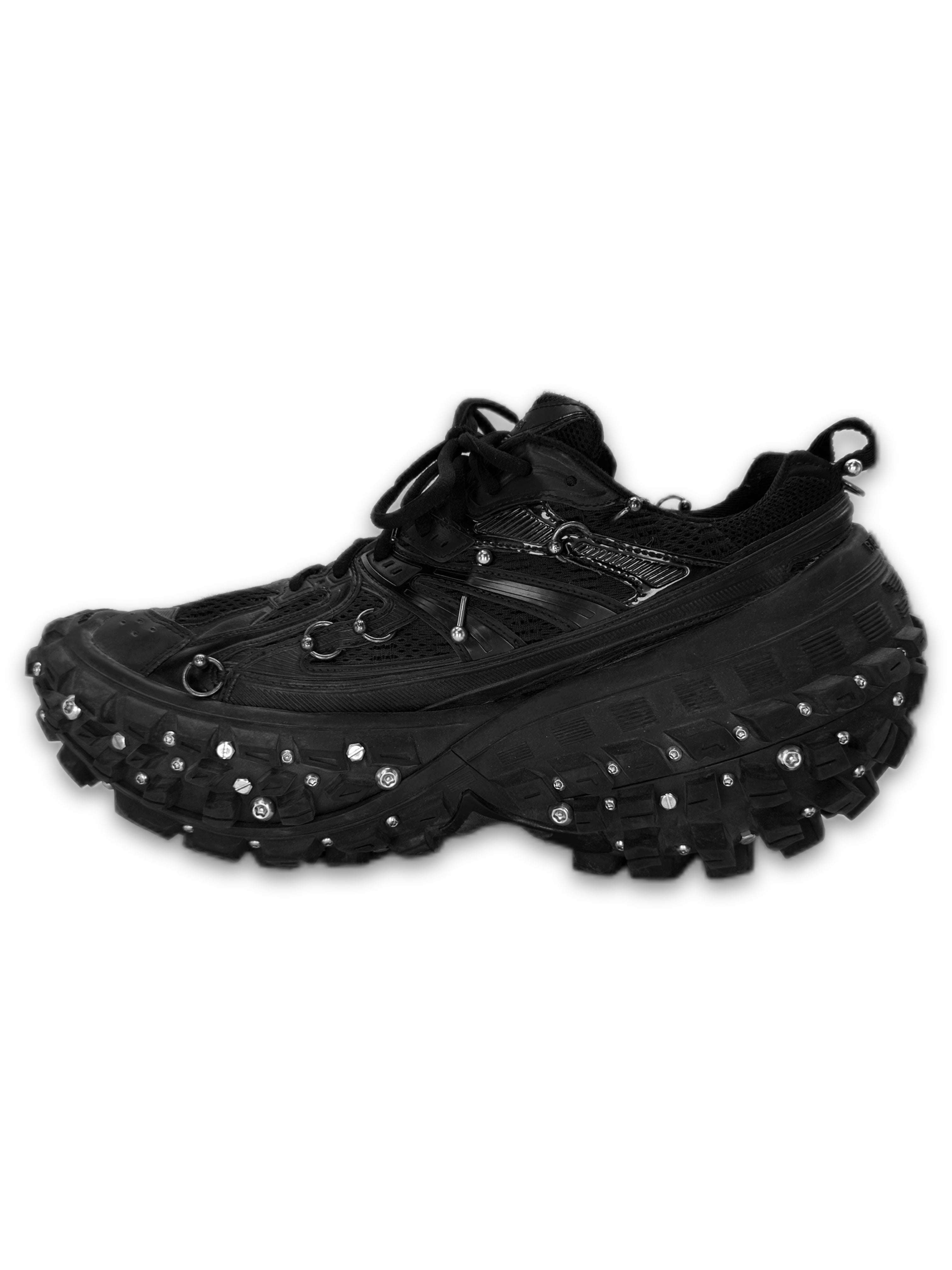Balenciaga Pierced Bouncer Defender Black Chunky Sneakers