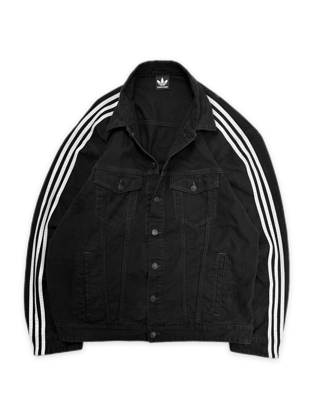 SS23 Balenciaga x Adidas Three Stripe l Black Denim Jacket