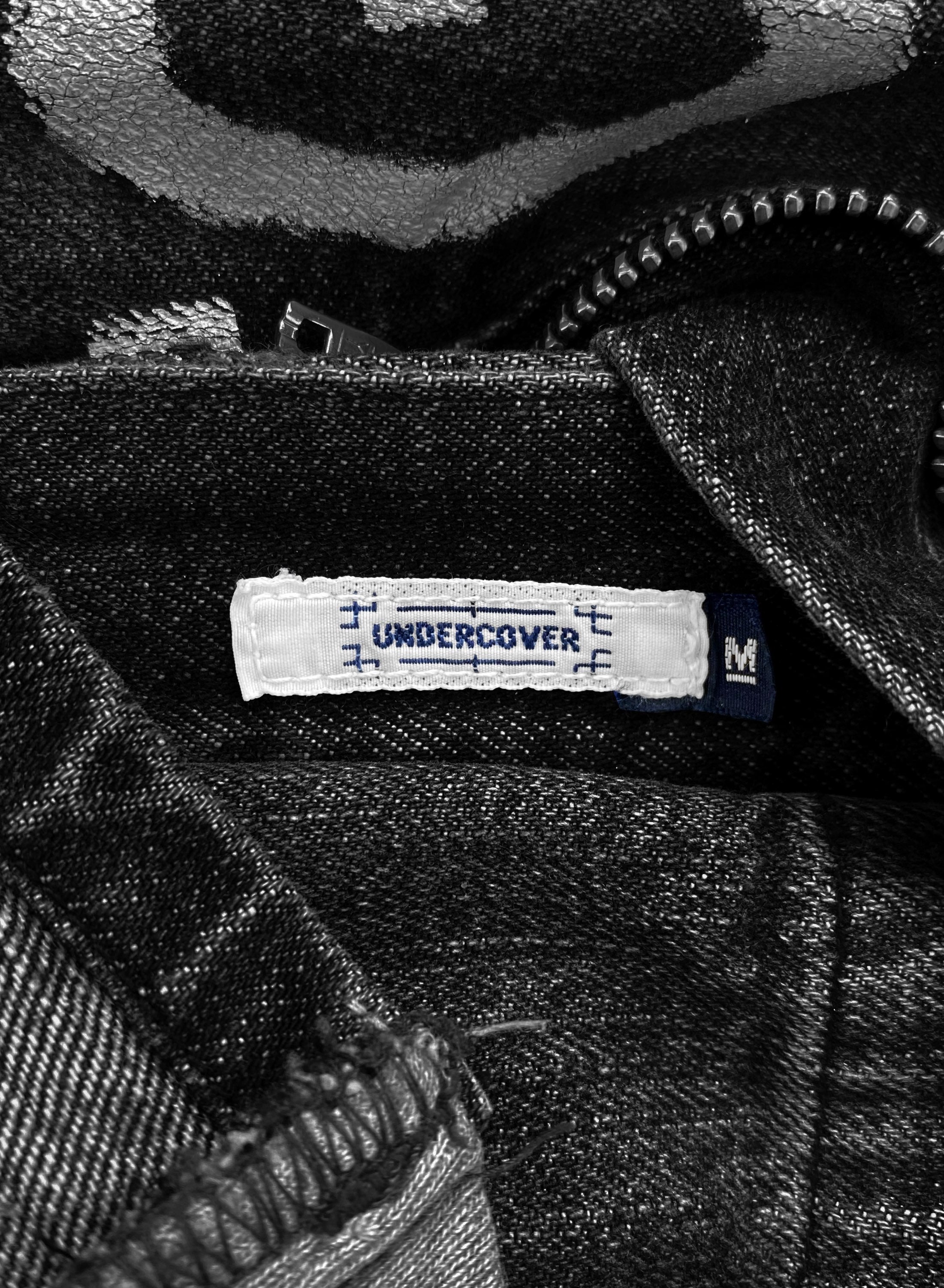 AW02 Undercover ‘Rebel Gods’ Distressed Hybrid Dark Wash Denim
