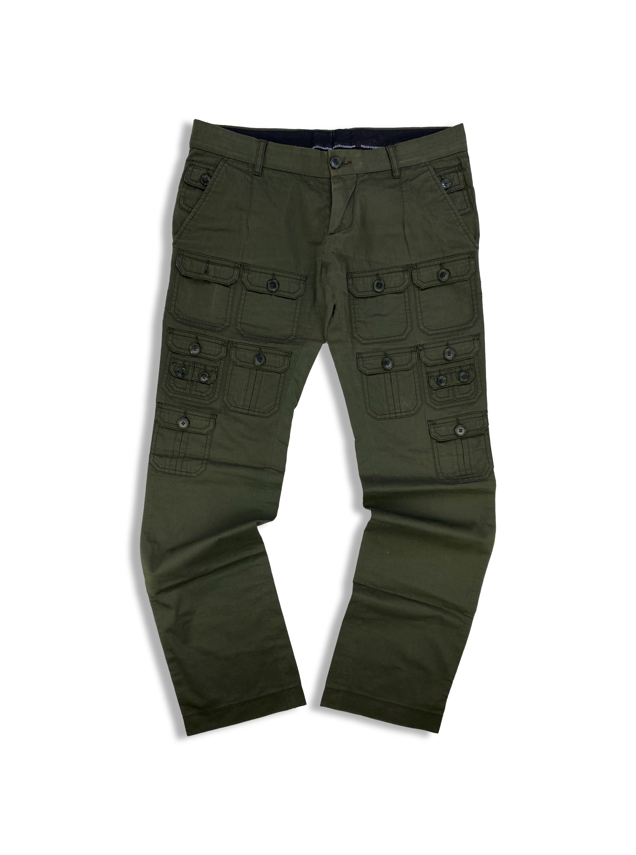 2000’s Dolce &amp; Gabbana Multi Cargo Pocket Olive Green Pants
