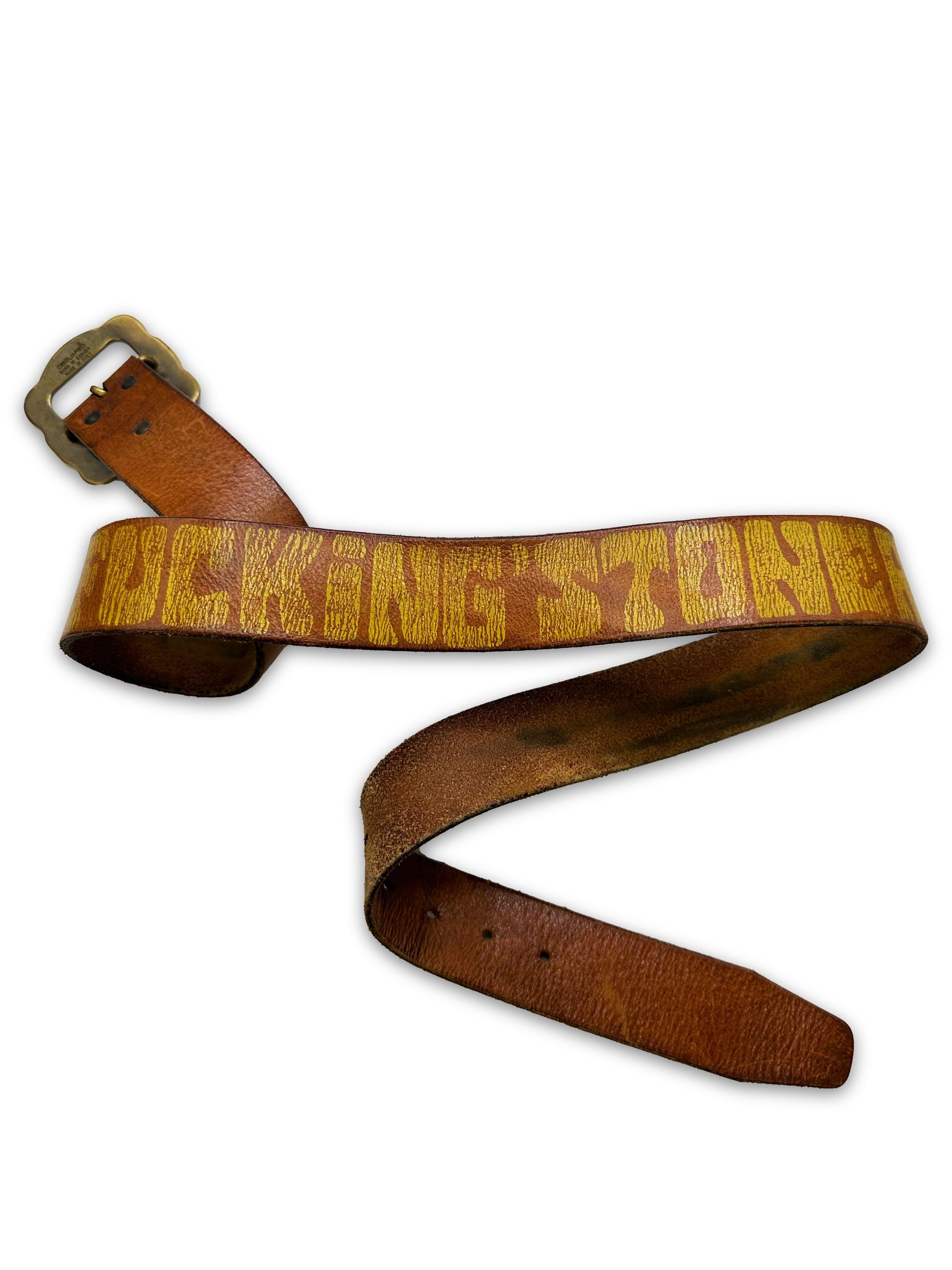 00s Dsquared2 ‘Fucking Stoner’ Brown Leather Slogan Belt