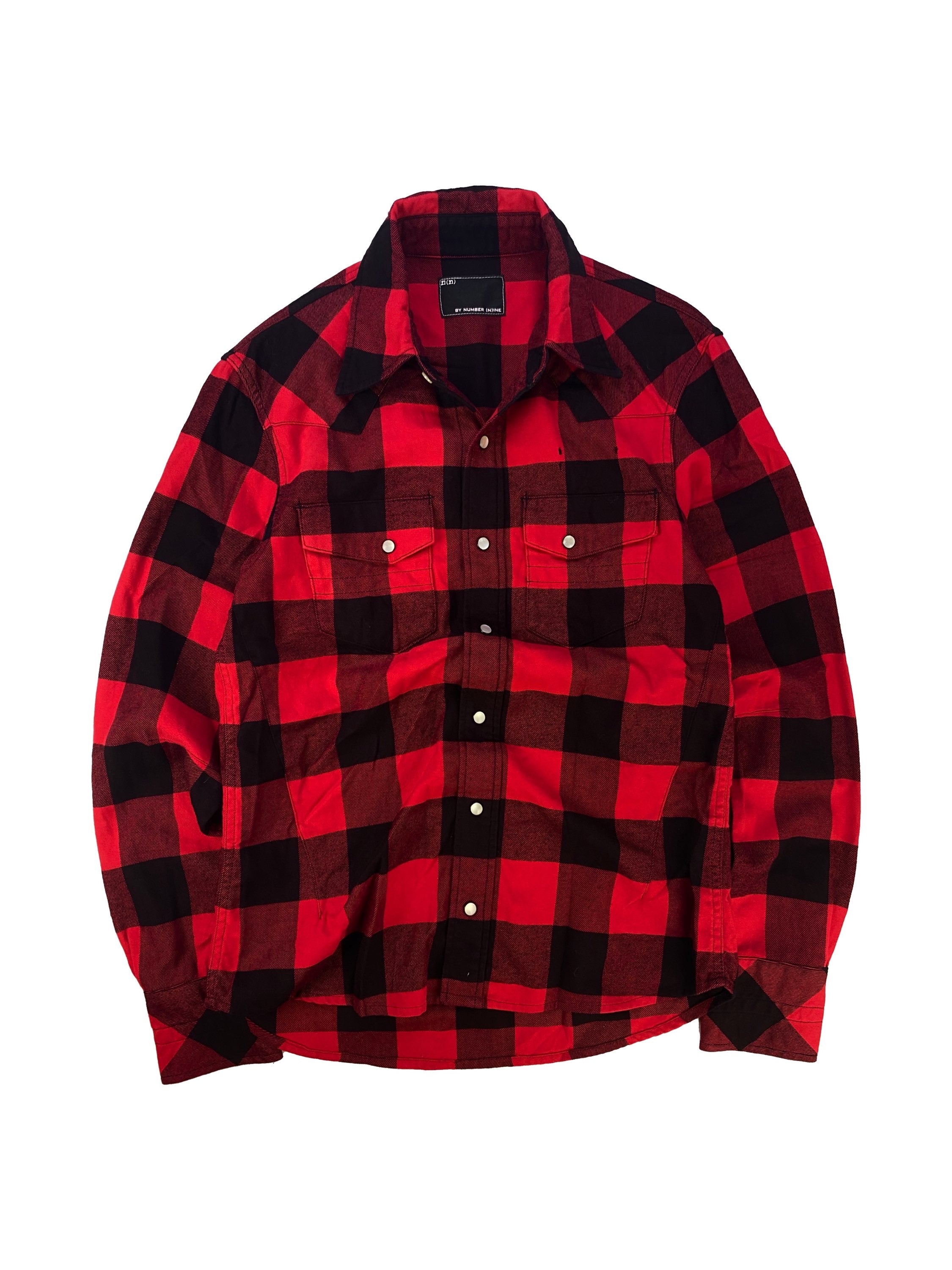 Number (N)ine Red Checkered Button Up Flannel Shirt