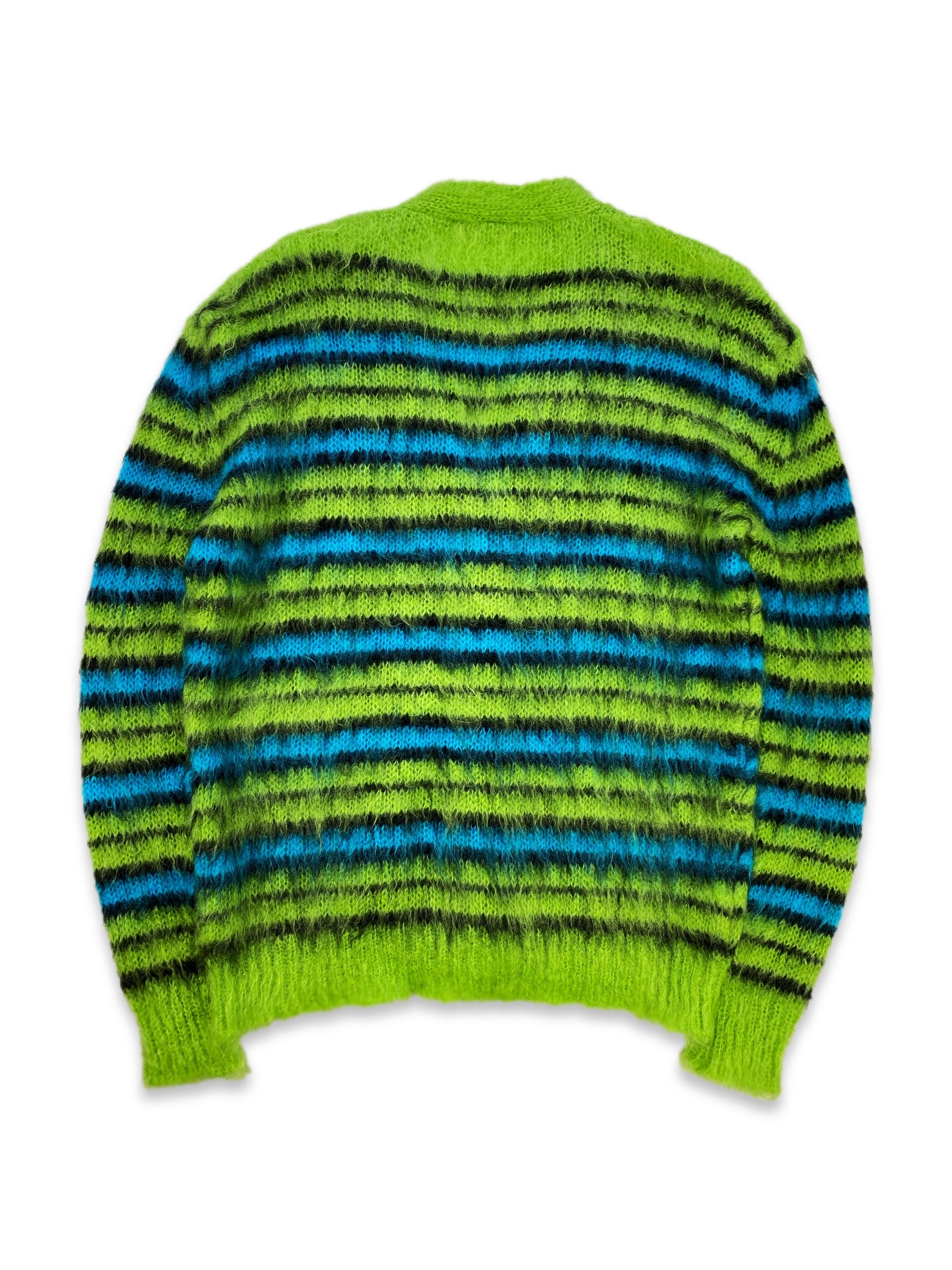 AW19 Marni Striped Mohair Knit Neon Green Cardigan