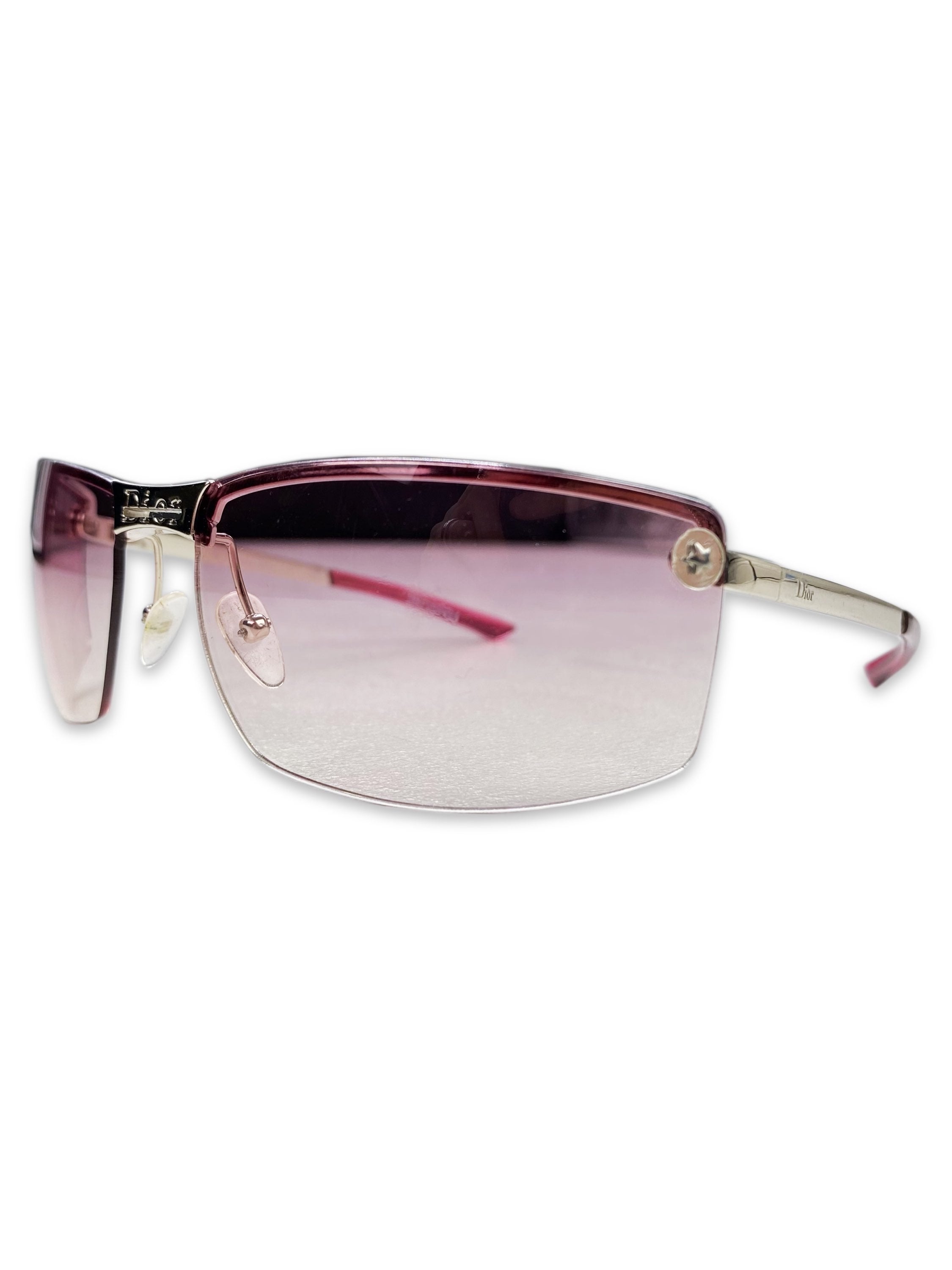 Dior Rose Tint Metallic Star Motif Etched Logo Sunglasses
