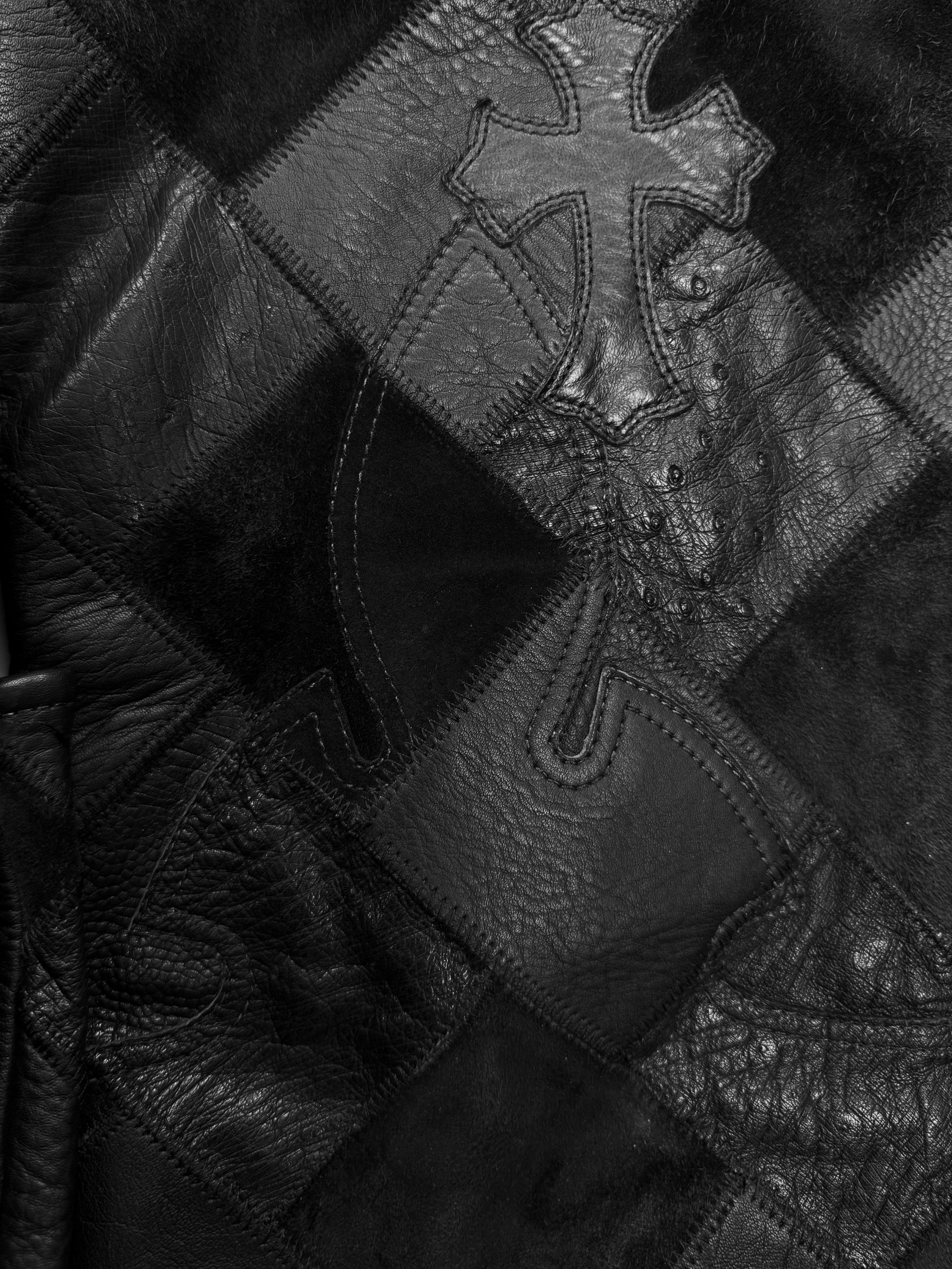 Chrome Hearts 1/1 Ostrich Leather Cross Patch Checkered Pants