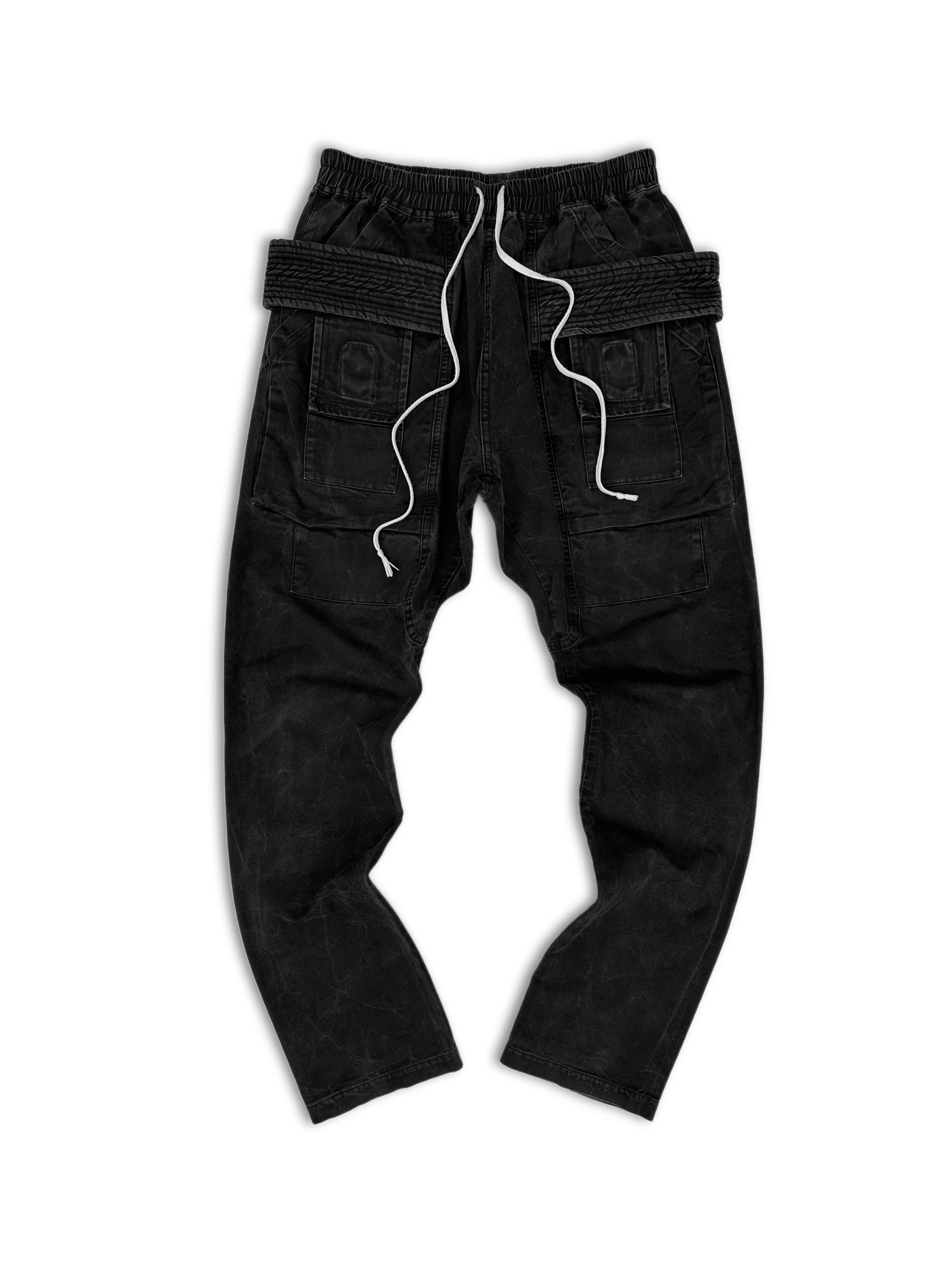 Rick Owens ‘Creatch’ Cargo Washed Black Pants