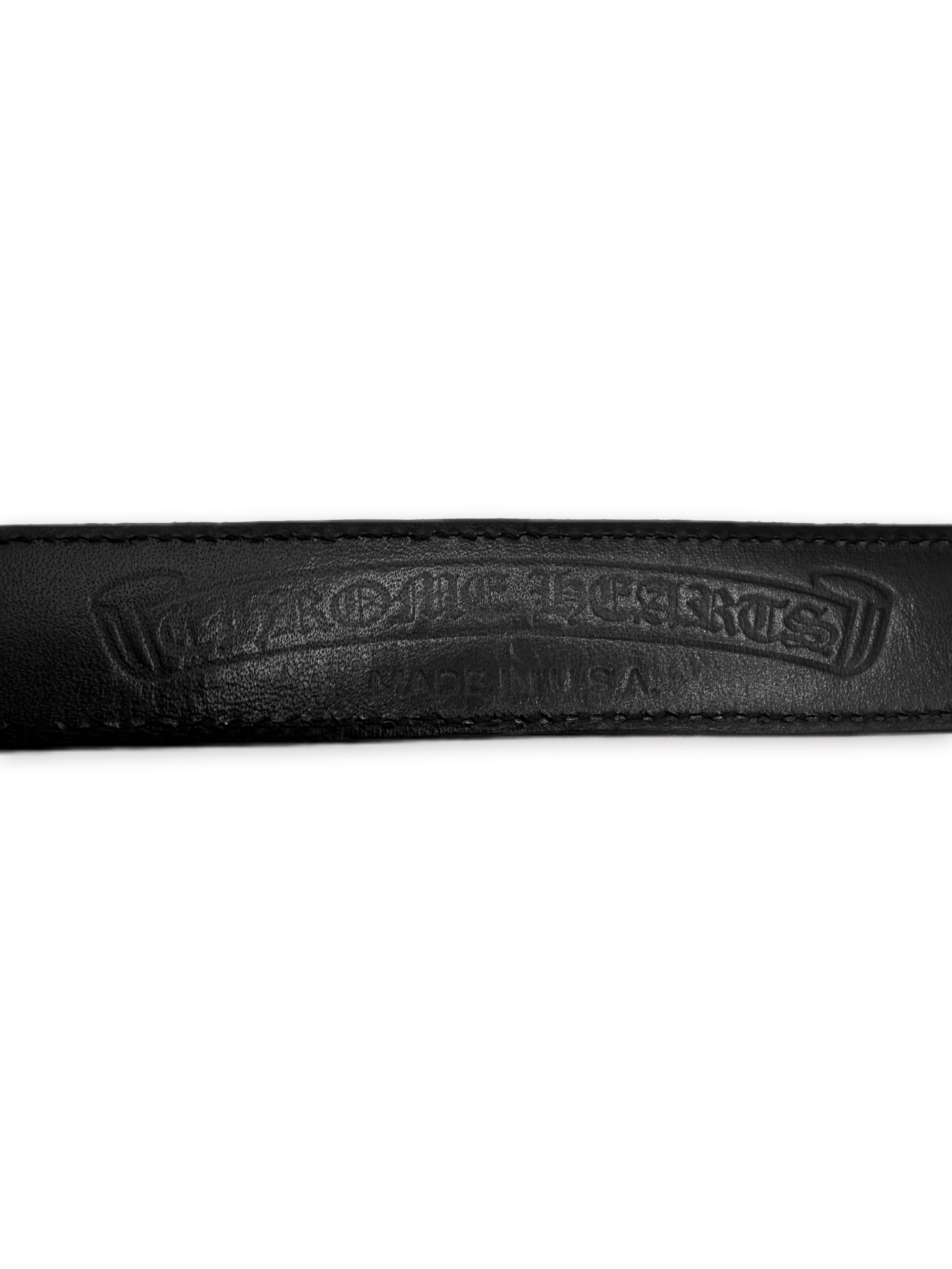 Chrome Hearts 1 in Oval Buckle + Black Leather .925 Silver Belt Strap Set