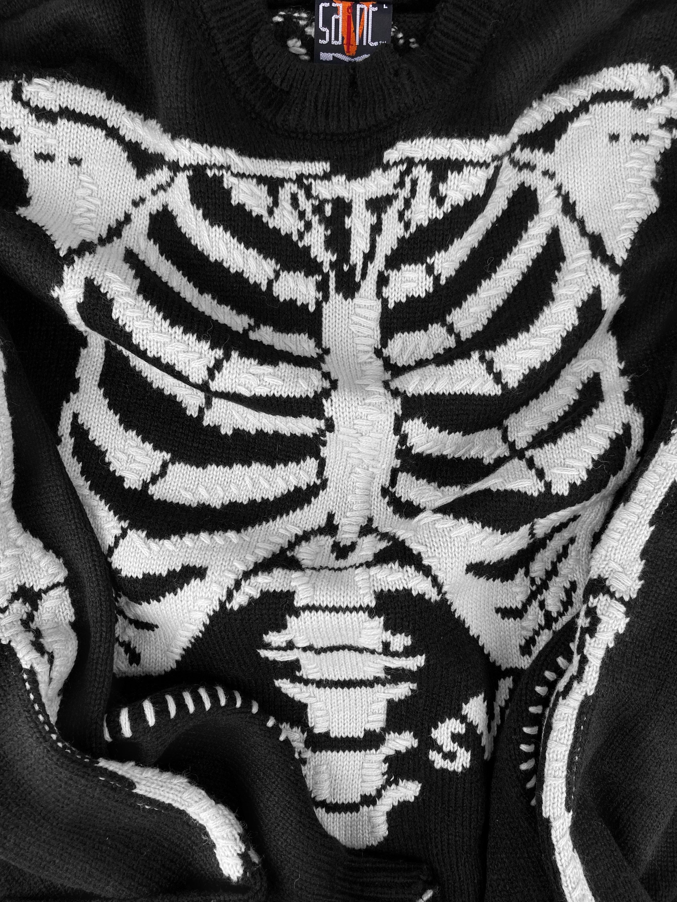 AW22 Saint Michael ‘Skeleton’ Distressed Bone Knit Sweater
