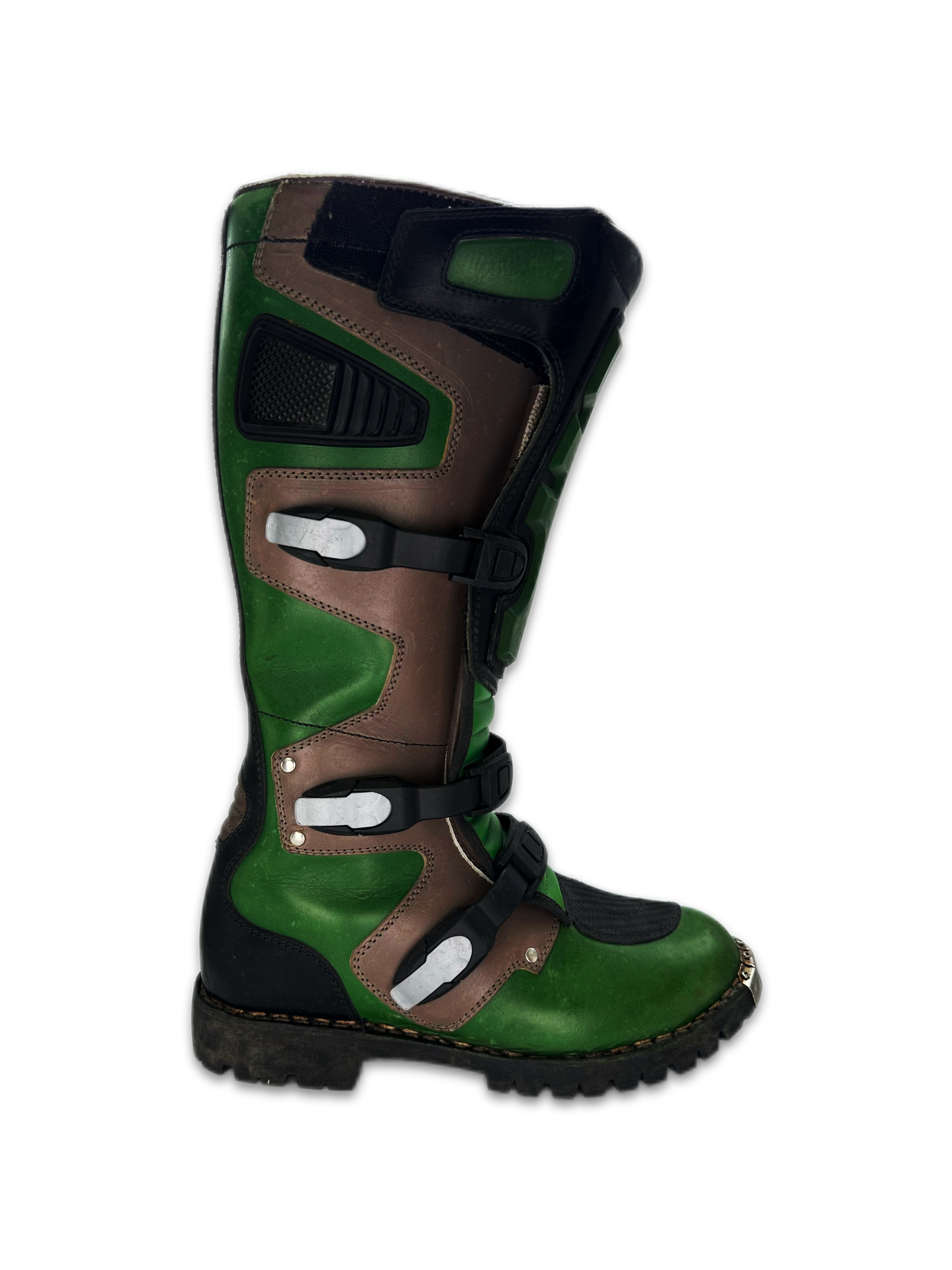 AW17 Balenciaga Green Rider Motorcycle Leather Biker Boots