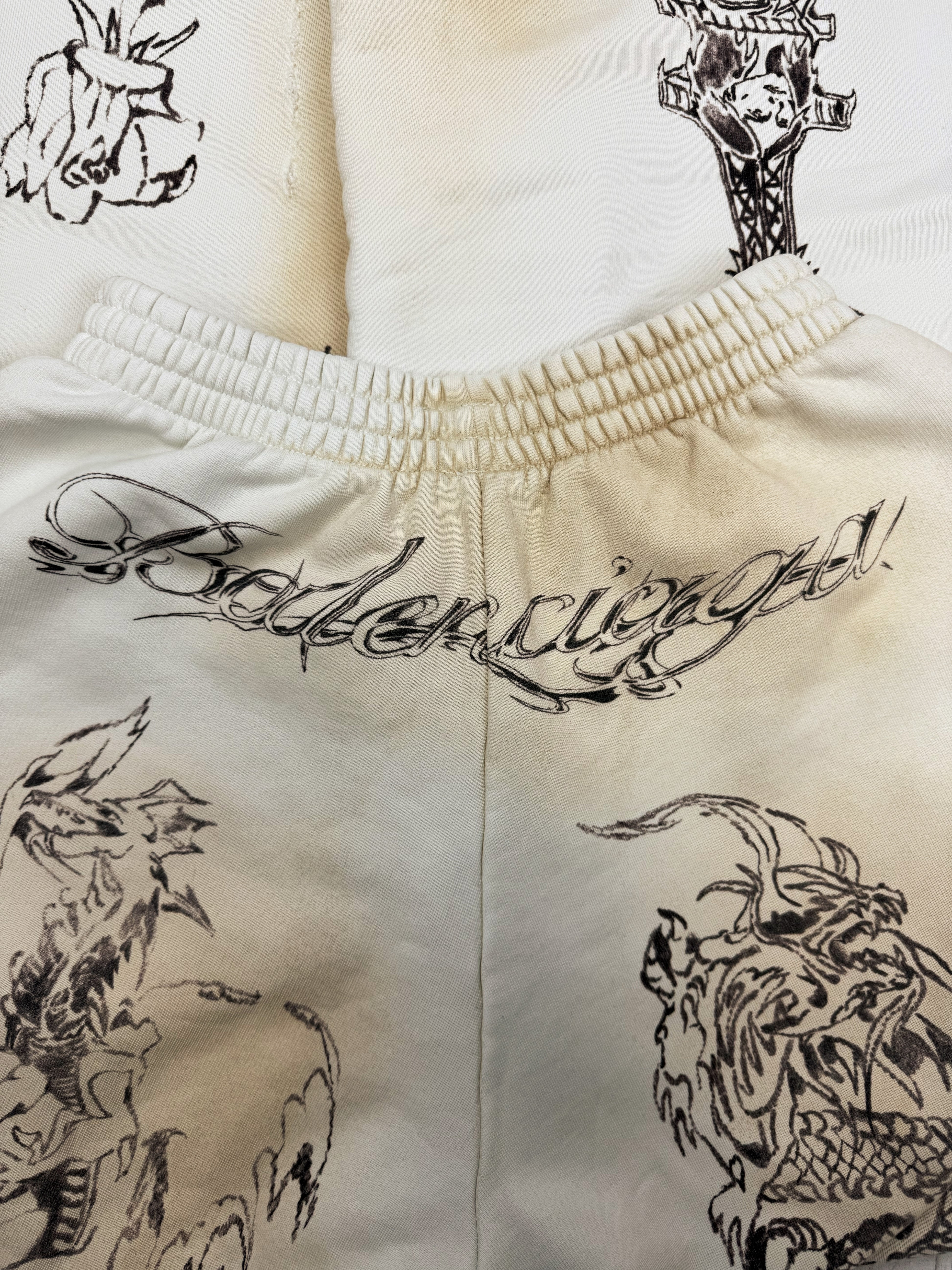 SS24 Balenciaga ‘Tattoo’ Baggy Wide Cut Distressed Sweat Pants