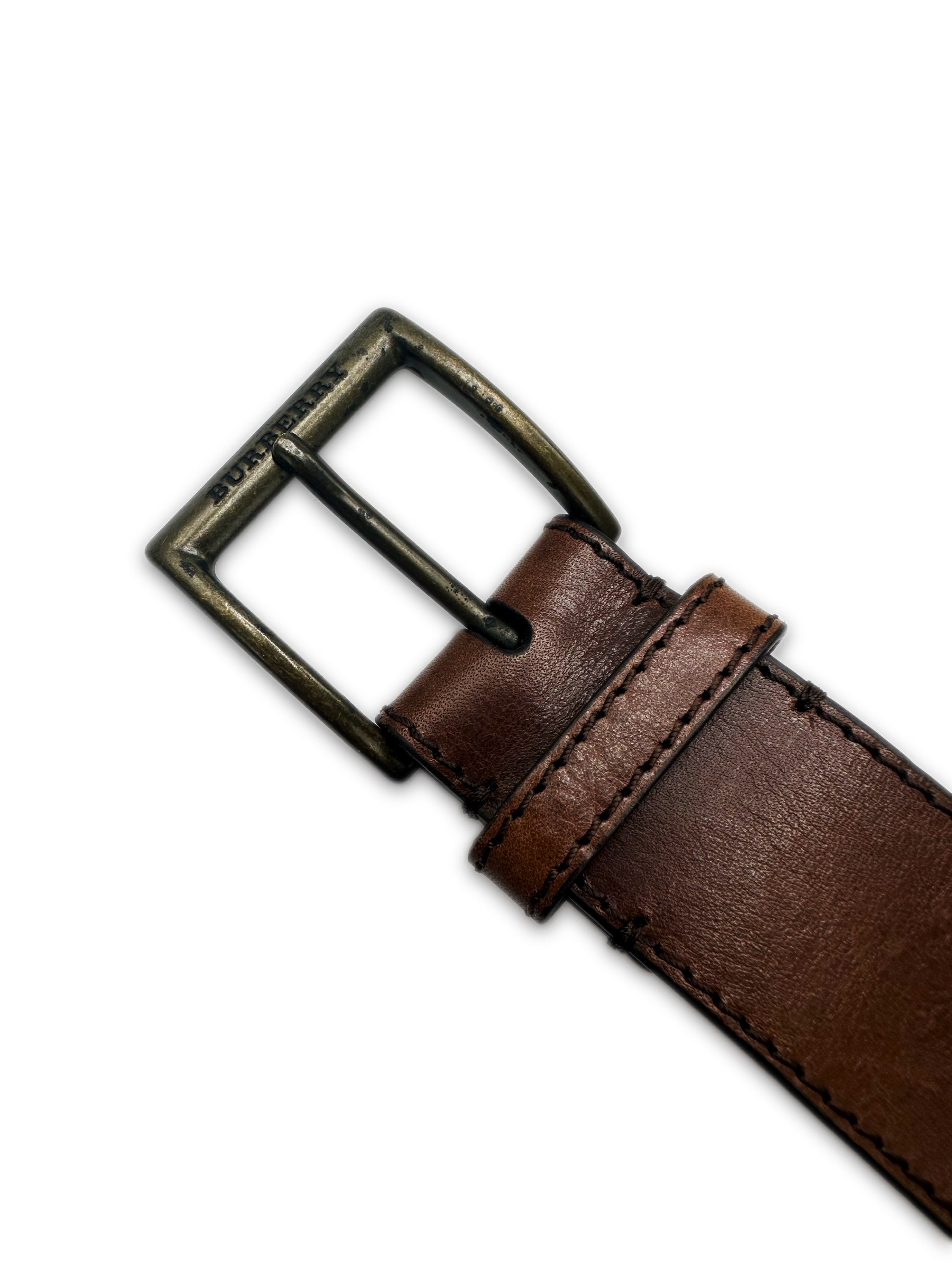 Burberry Brown Leather Metal Classic Buckle Belt