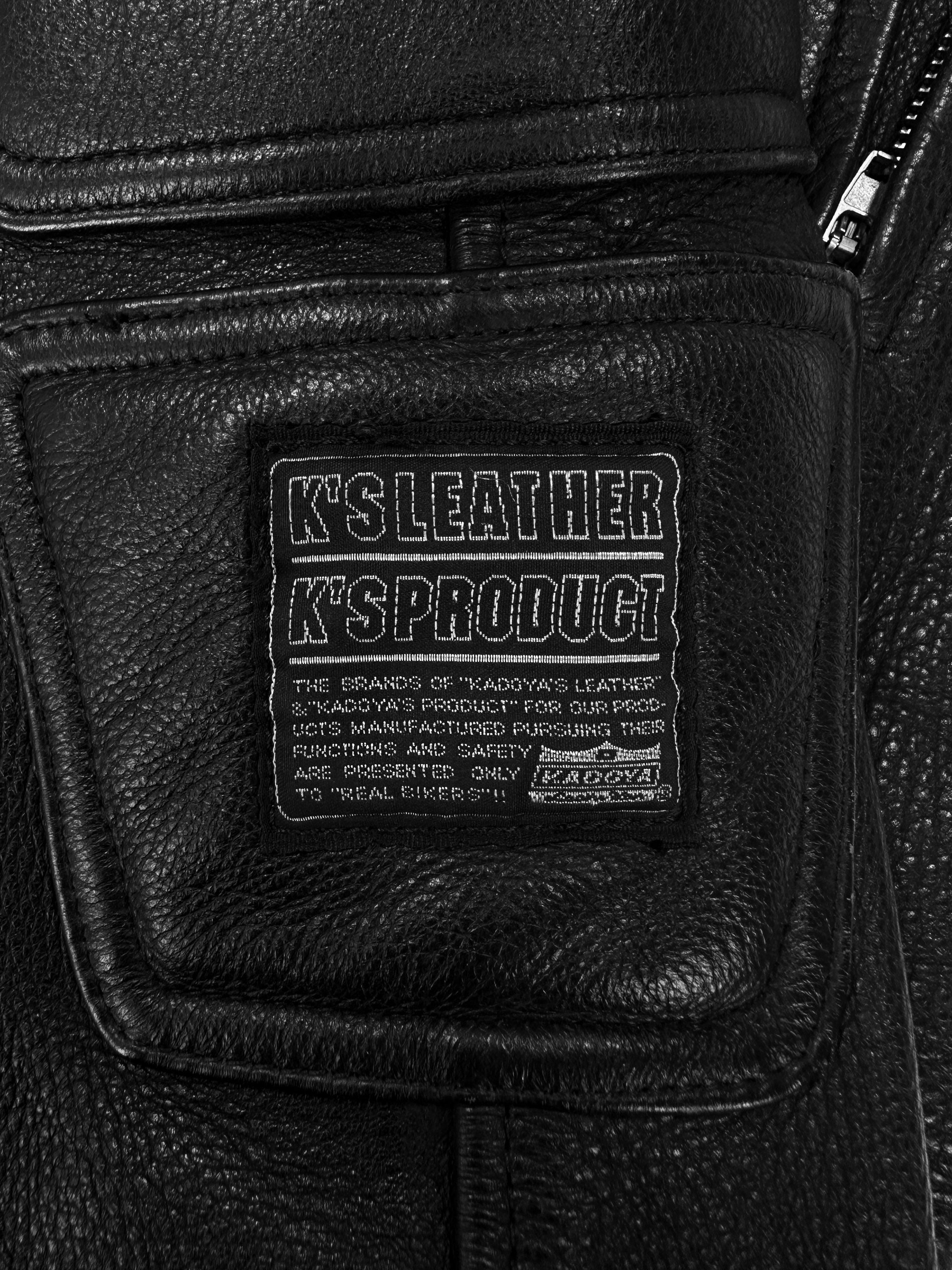 00s Kadoya Black Leather ‘Armoured’ Reinforced Biker Pants