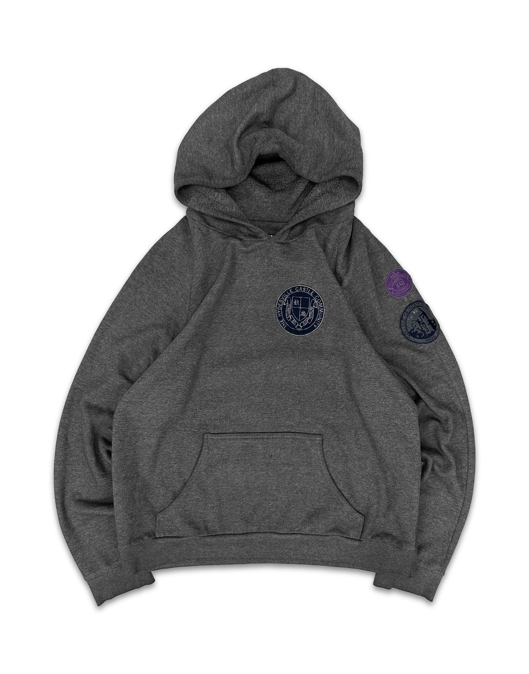 AW00 Raf Simons ‘Confusion’ Collegiate Patched Grey Hoodie