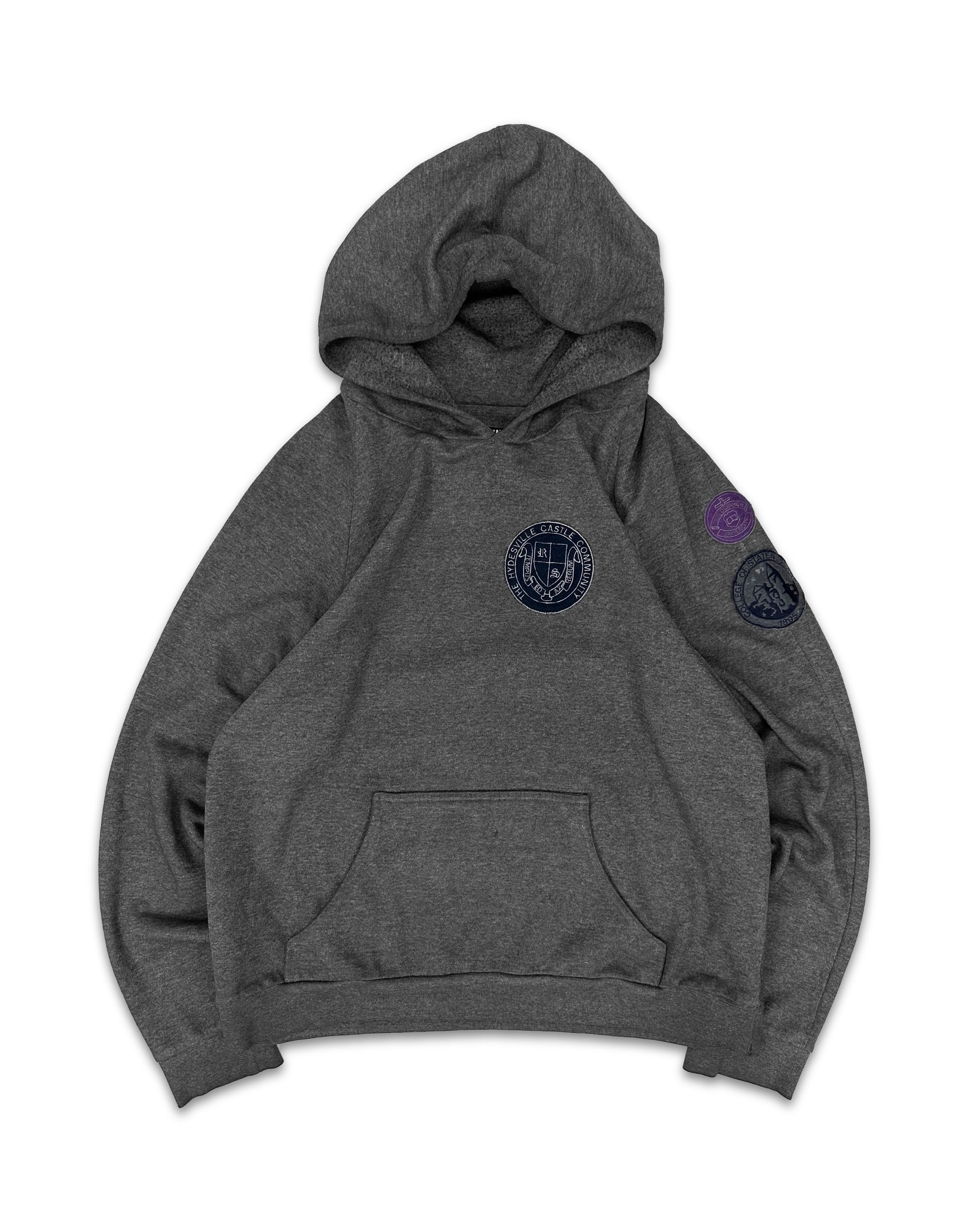 AW00 Raf Simons ‘Confusion’ Collegiate Patched Grey Hoodie
