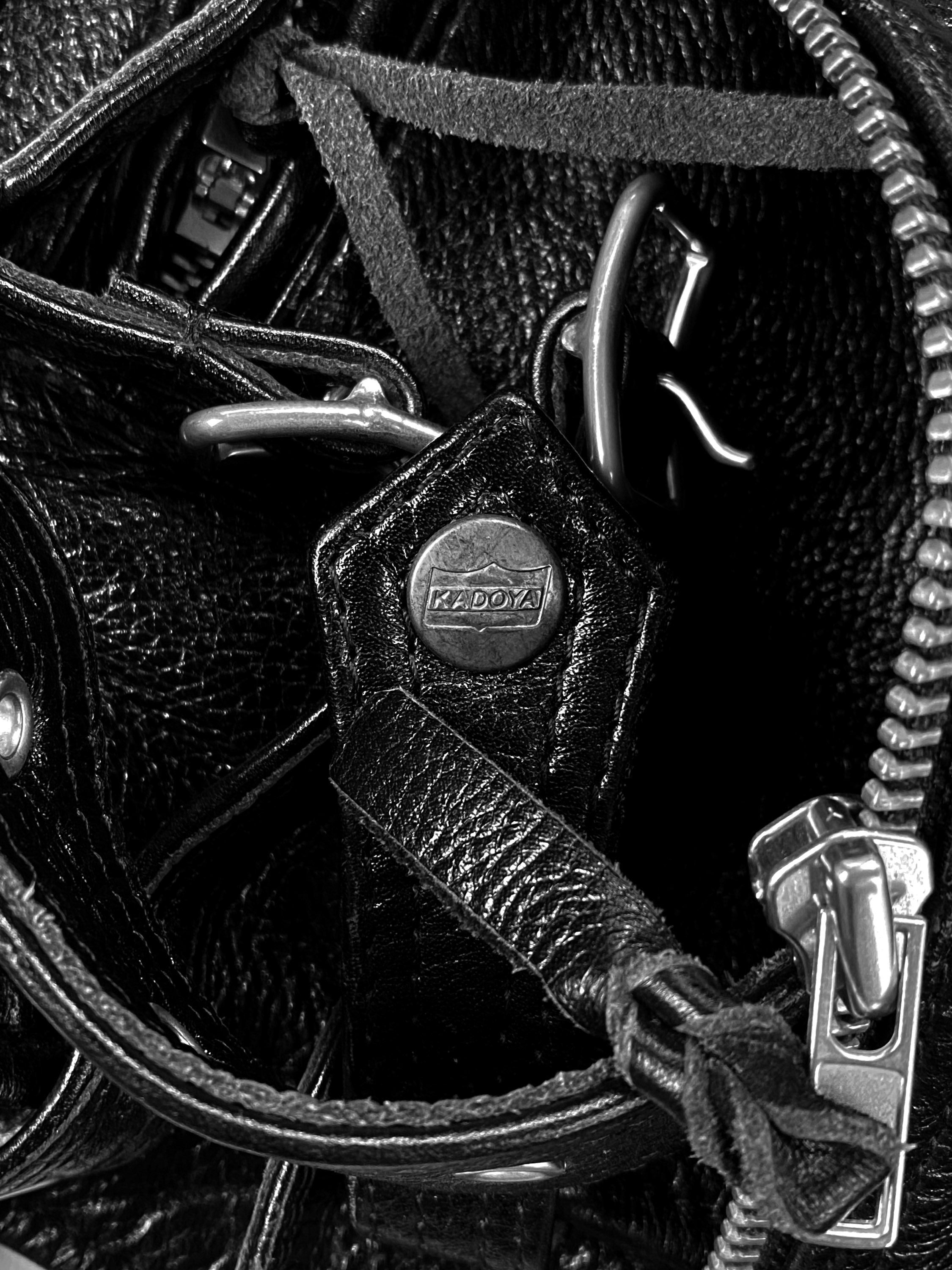 00s Kadoya ‘Battle Suit’ Armoured Black Leather Biker Jacket