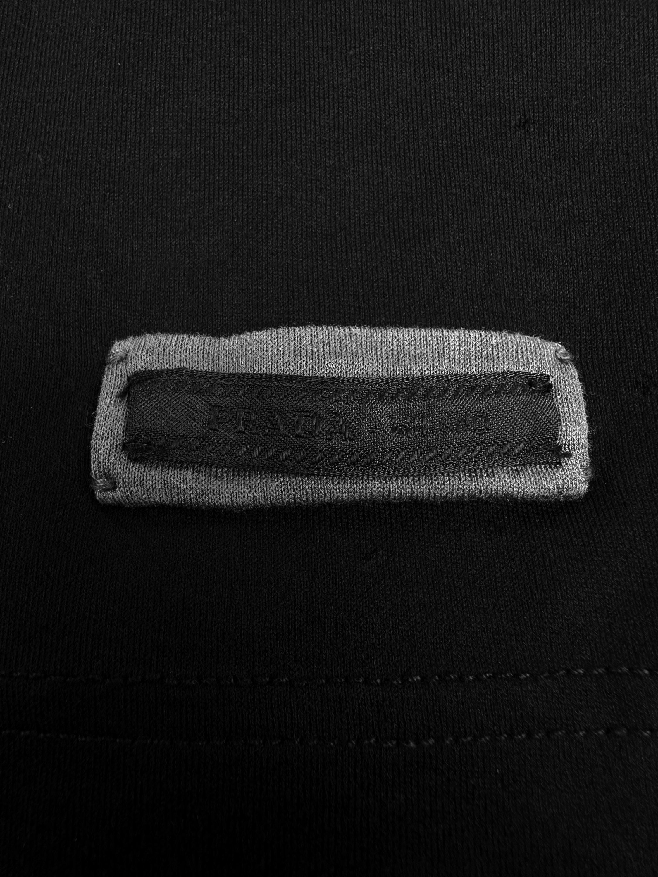 Prada Black ‘Striped’ Patch Logo T-Shirt