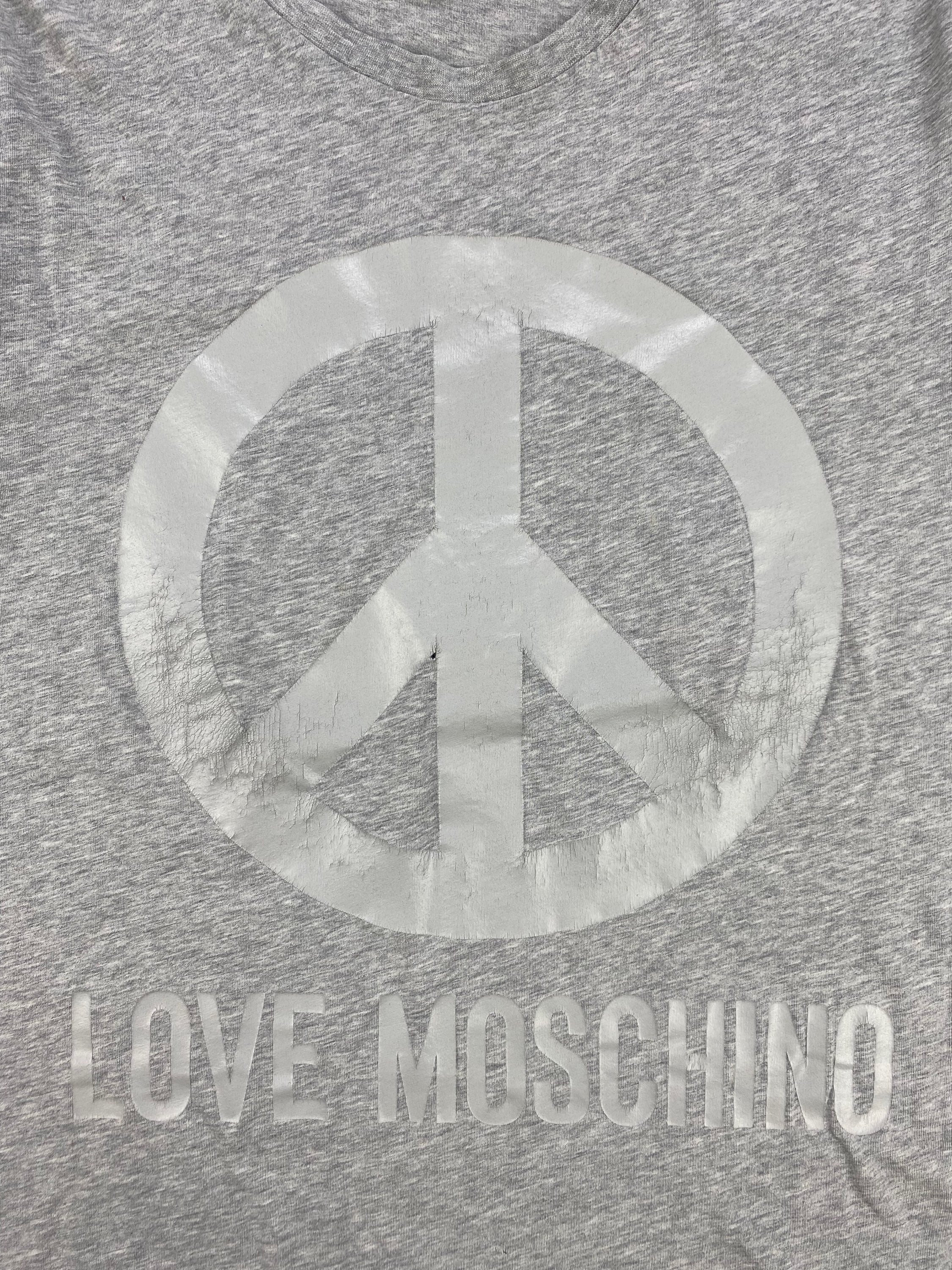 2000s Moschino ‘Love Moschino’ Peace Motif Heather Grey T-Shirt