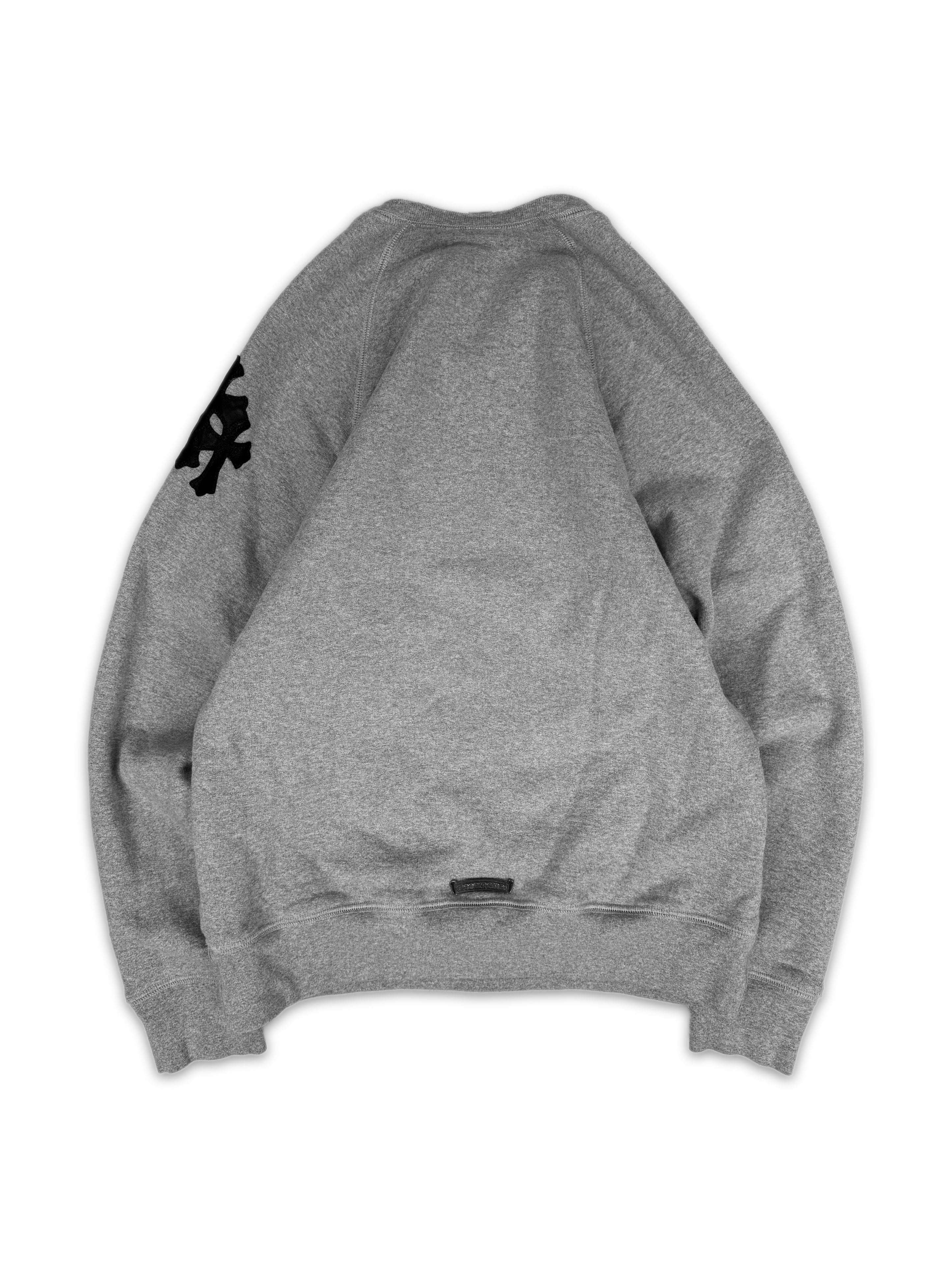Chrome Hearts ‘Paper Jam’ Triple Cross Patch Grey Crewneck Sweater