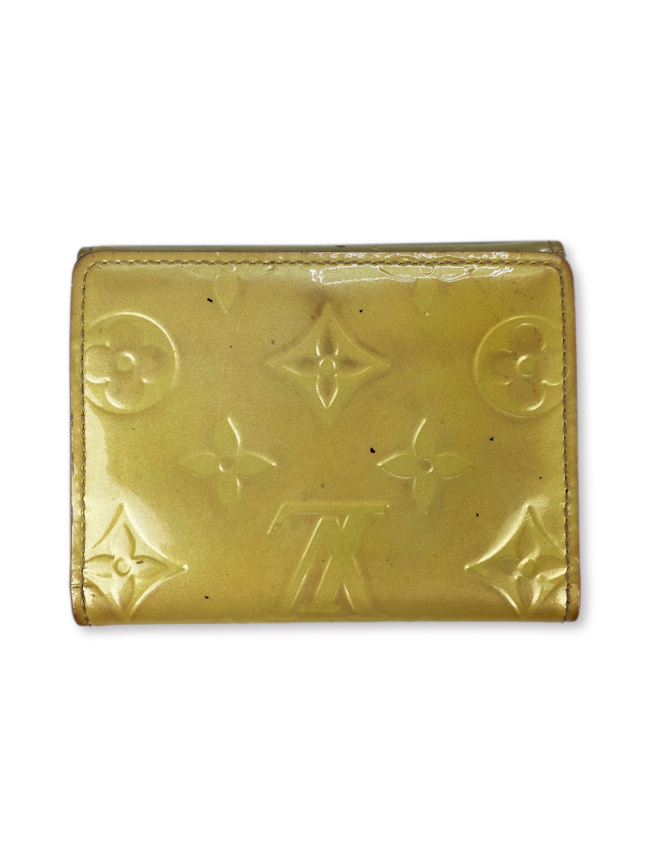 00s Louis Vuitton Yellow Embossed LV Monogram Fold Wallet
