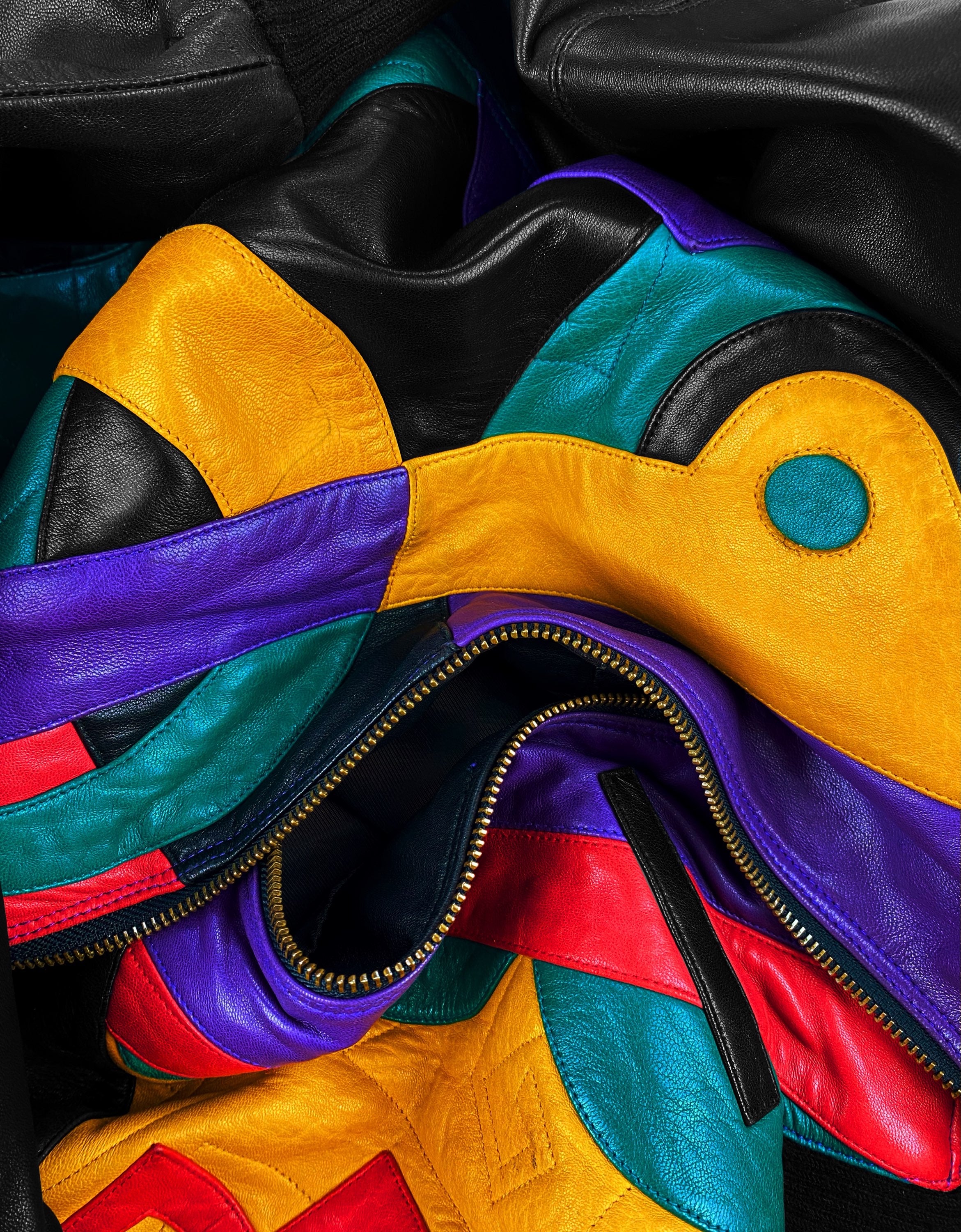 90s Pelle Pelle ‘Picasso’ Calfskin Leather Bomber Jacket