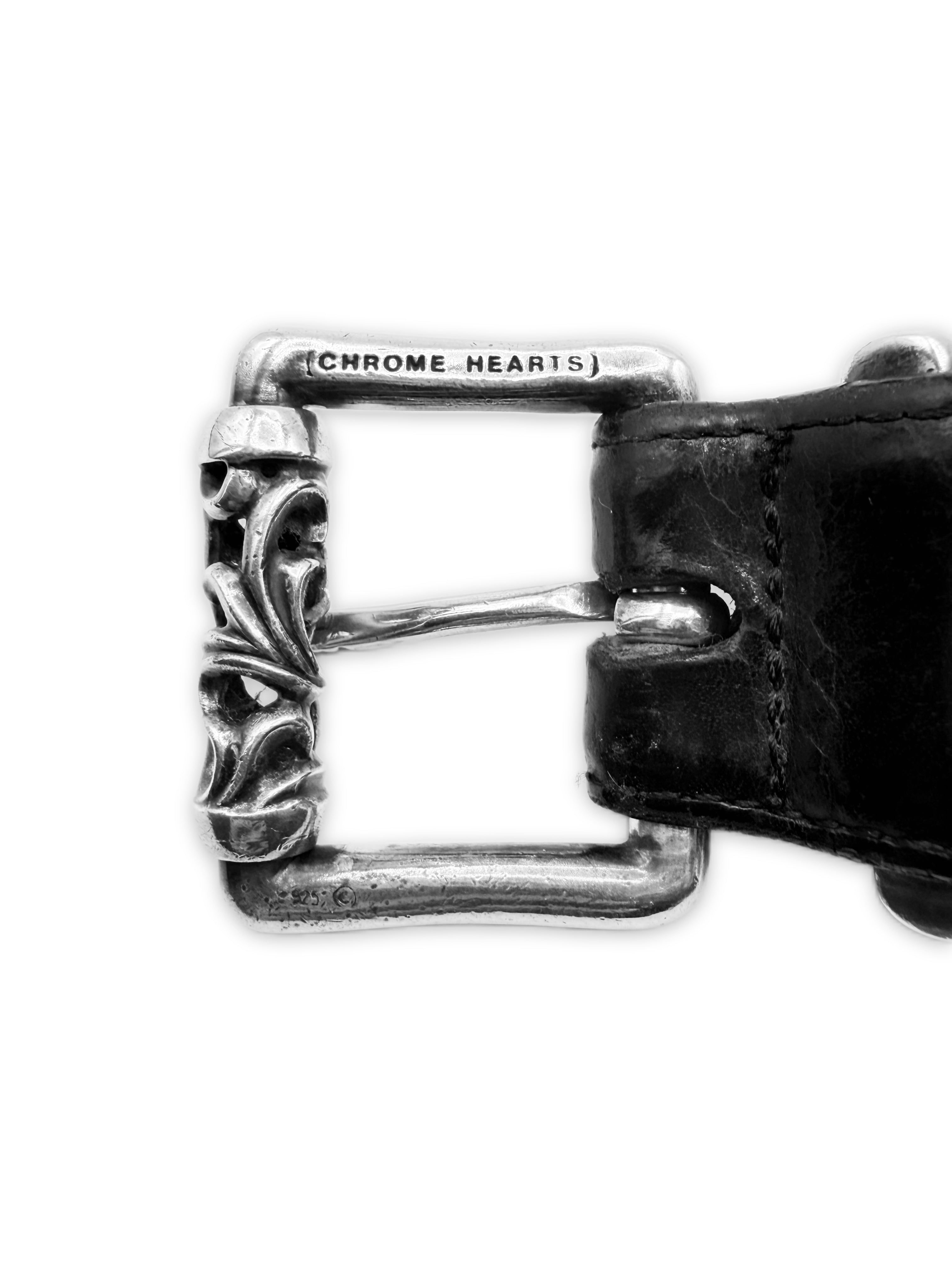 Chrome Hearts Double Roller .925 Silver Black Leather Belt