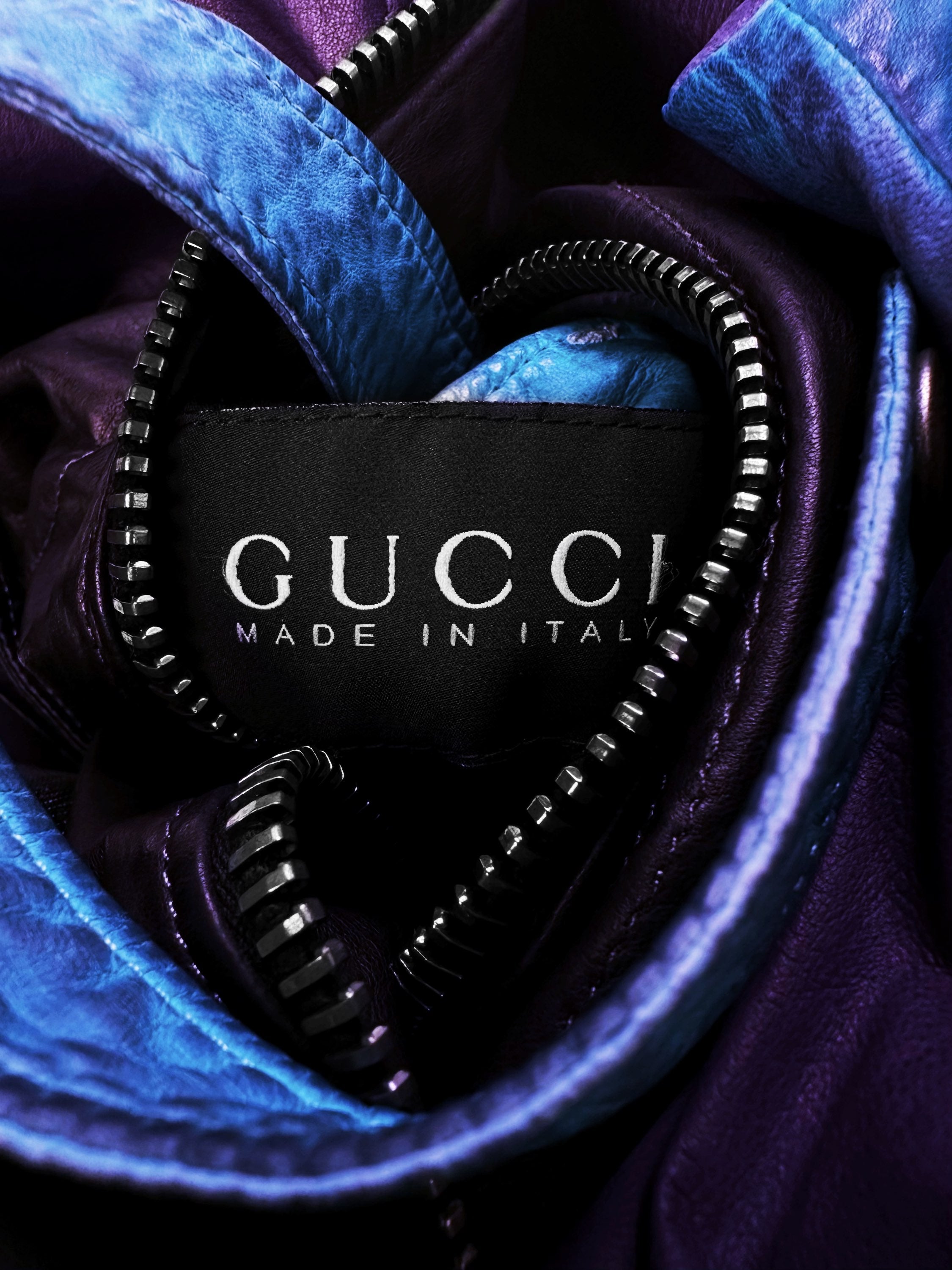 SS09 Gucci by Frida Giannini ‘Gradient’ High Collar Leather Biker Jacket