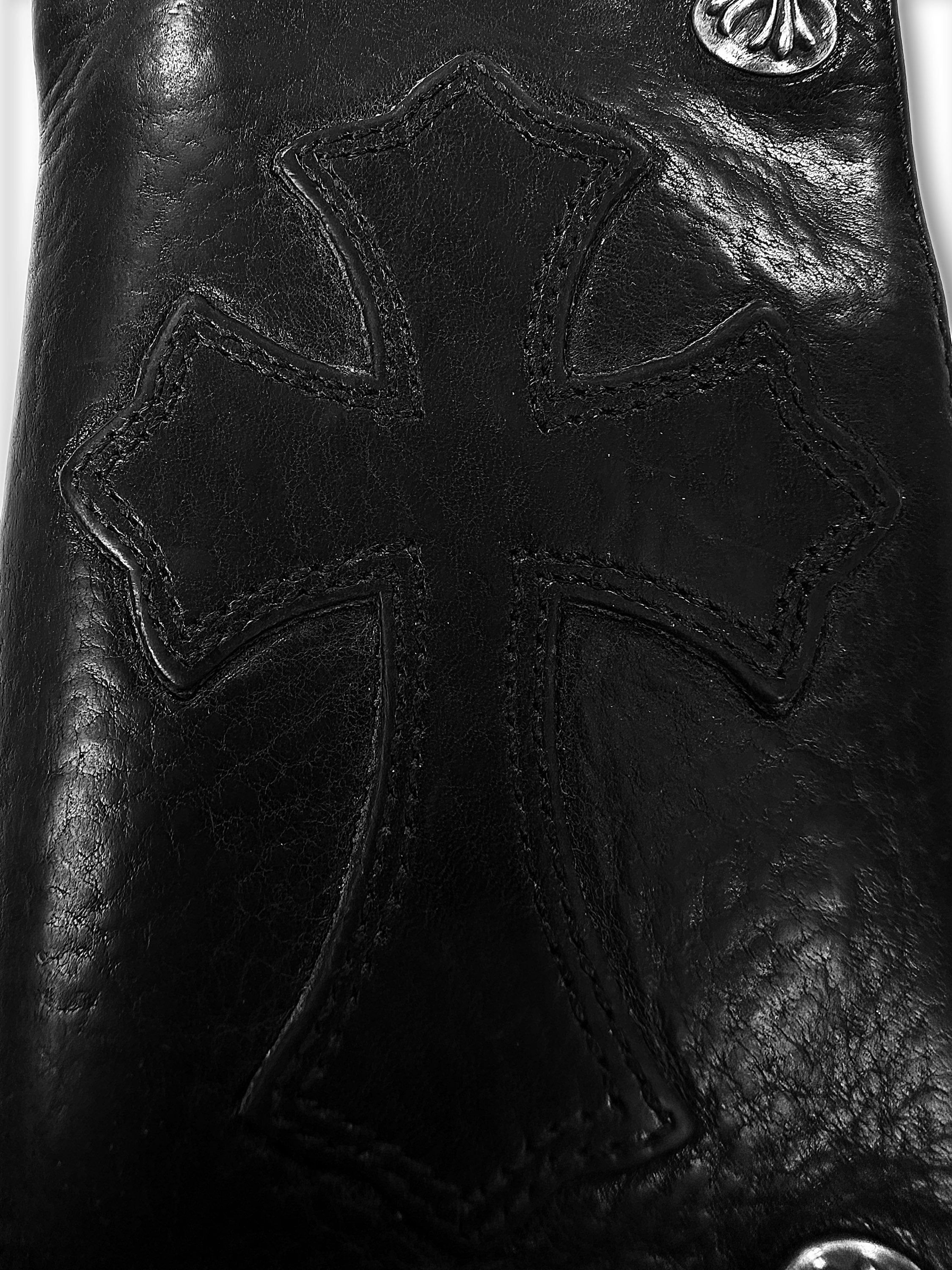 Chrome Hearts Cross Patch Black Leather Bifold Wallet