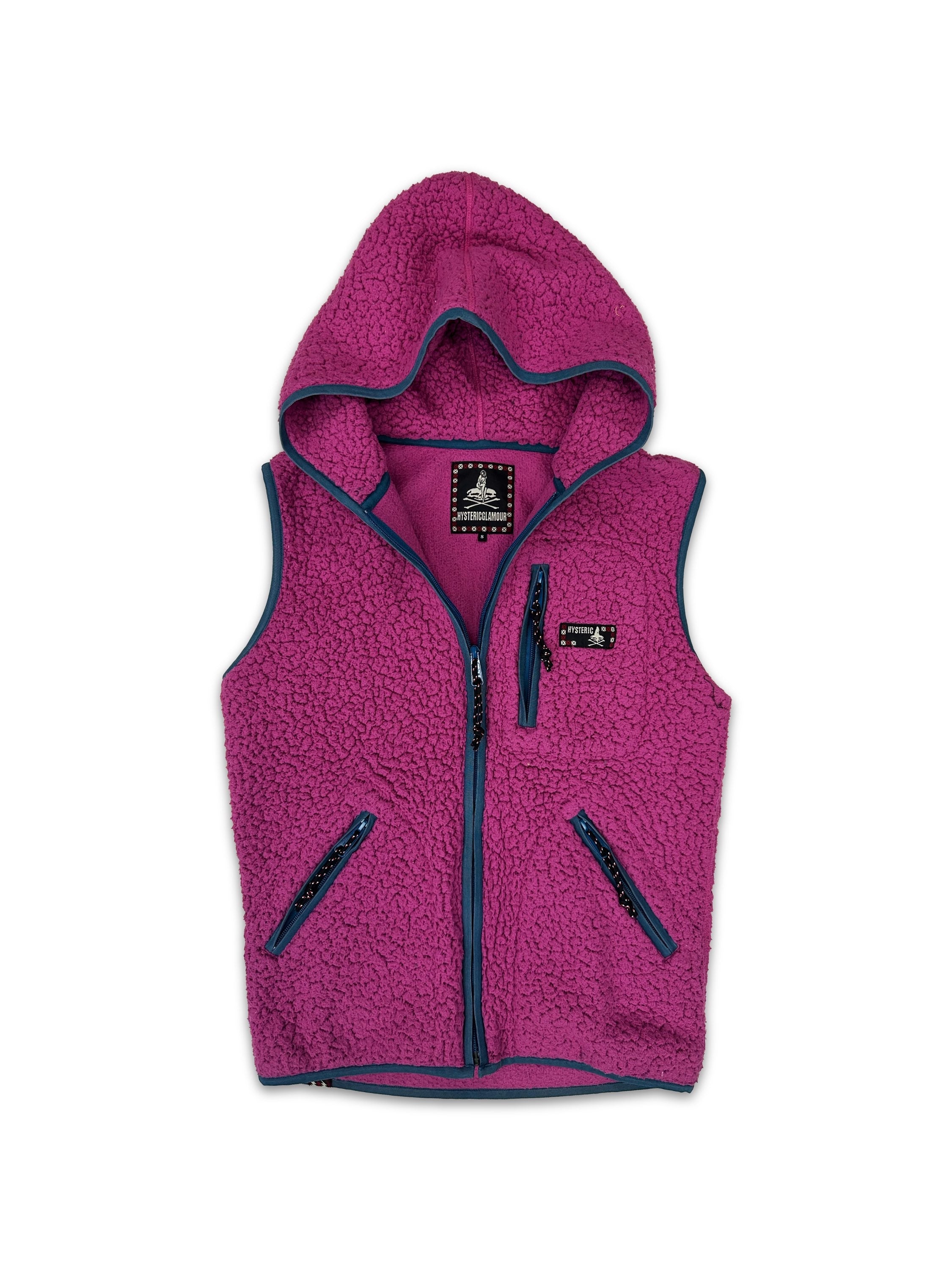 00s Hysteric Glamour ‘Skull & Crossbones’ Magenta Fleece Vest