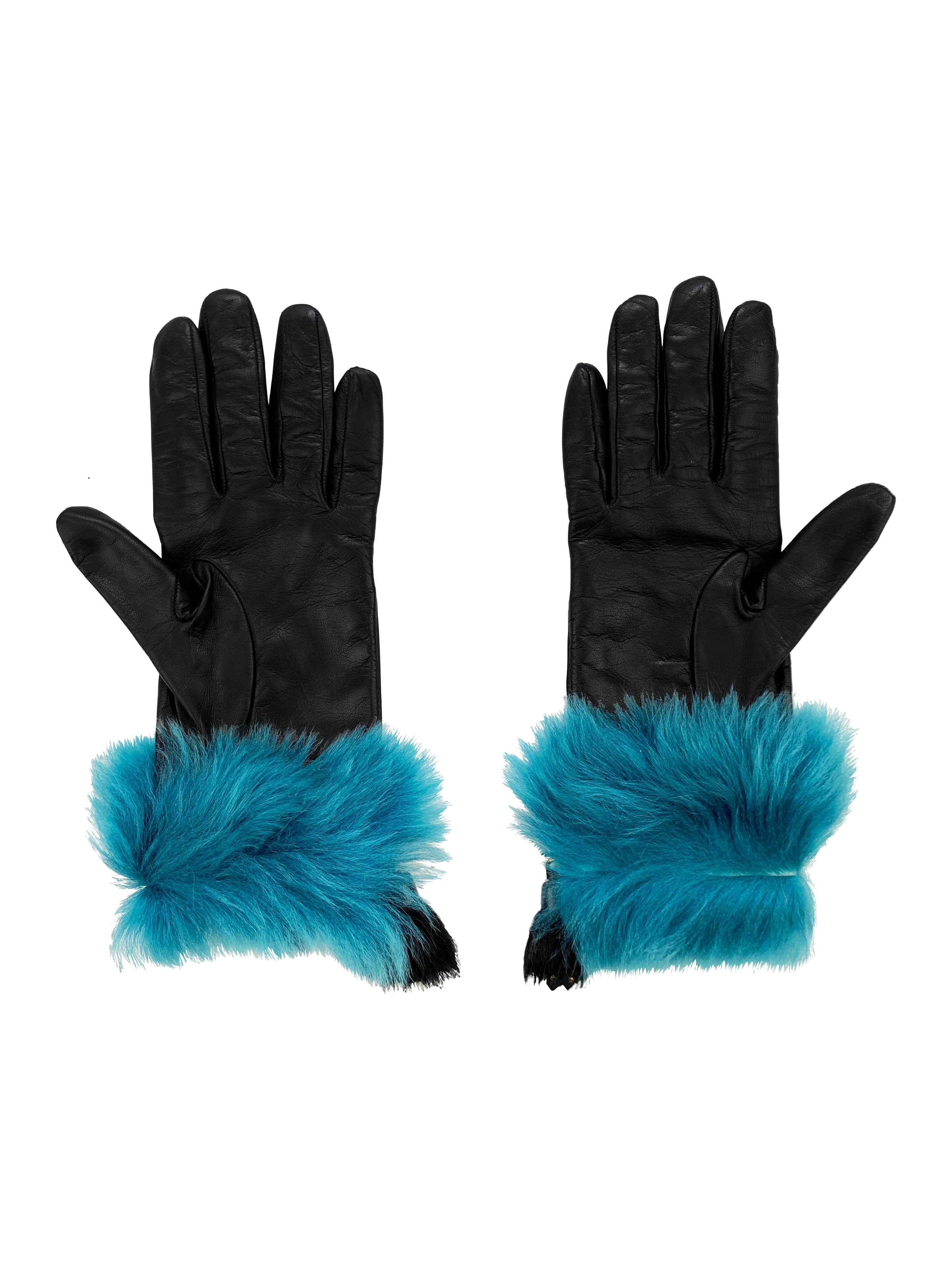 SS17 Prada Lambskin Lamb Fur Silk Lined Gloves